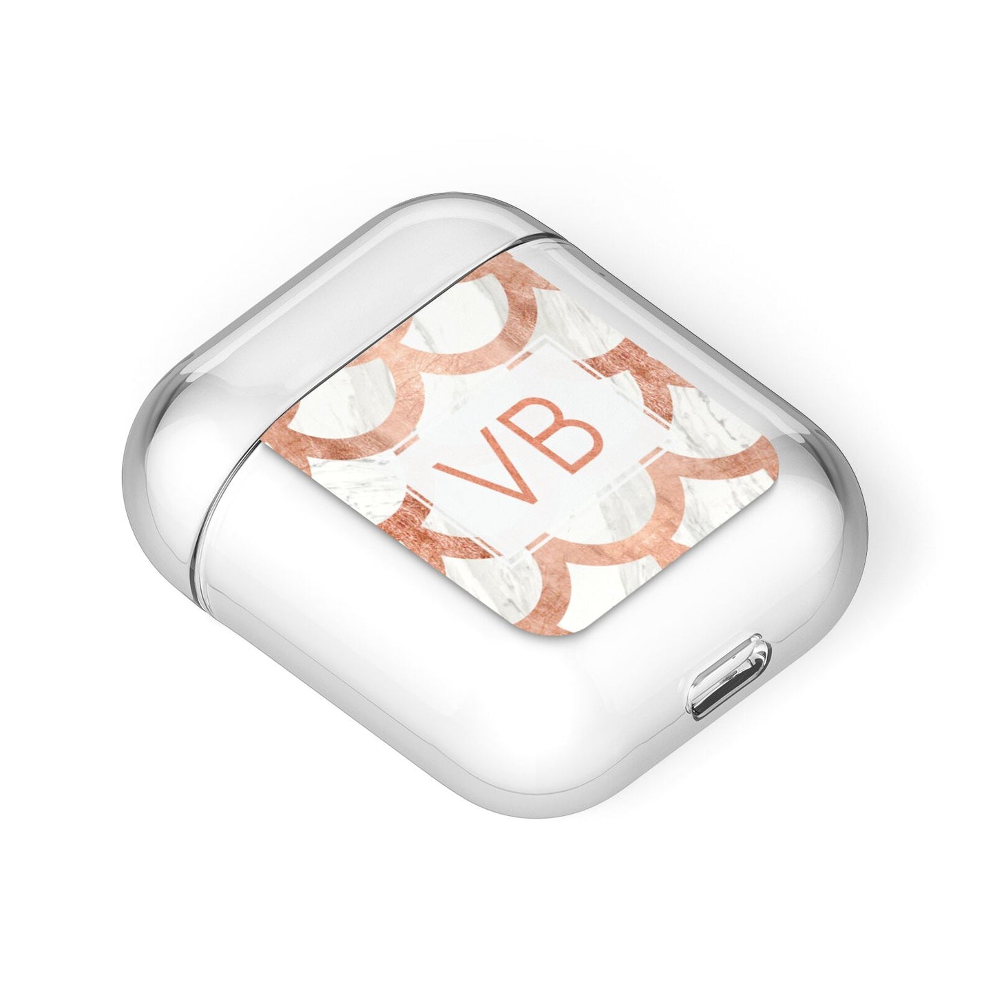 Personalised Marble Initials Scales AirPods Case Laid Flat