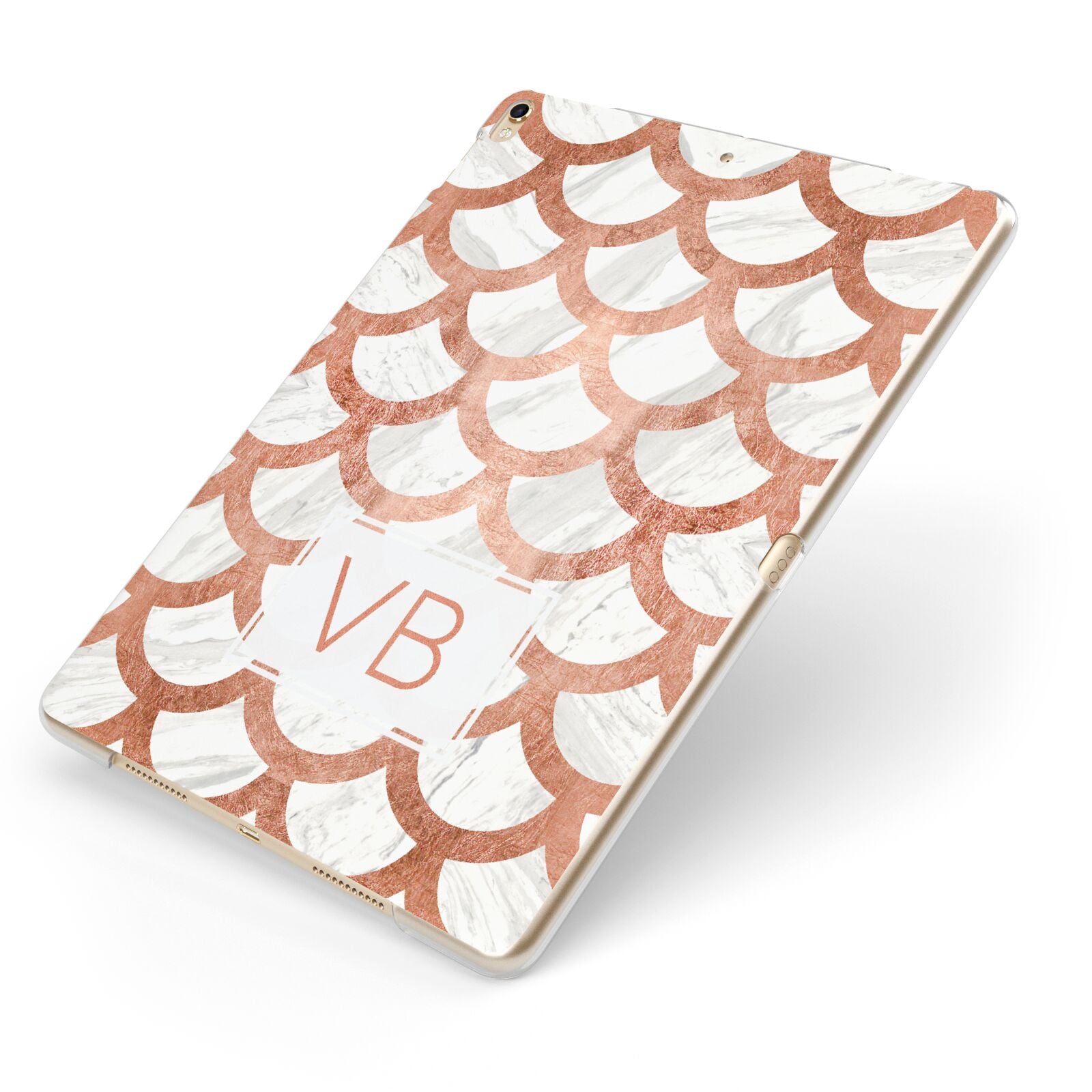 Personalised Marble Initials Scales Apple iPad Case on Gold iPad Side View