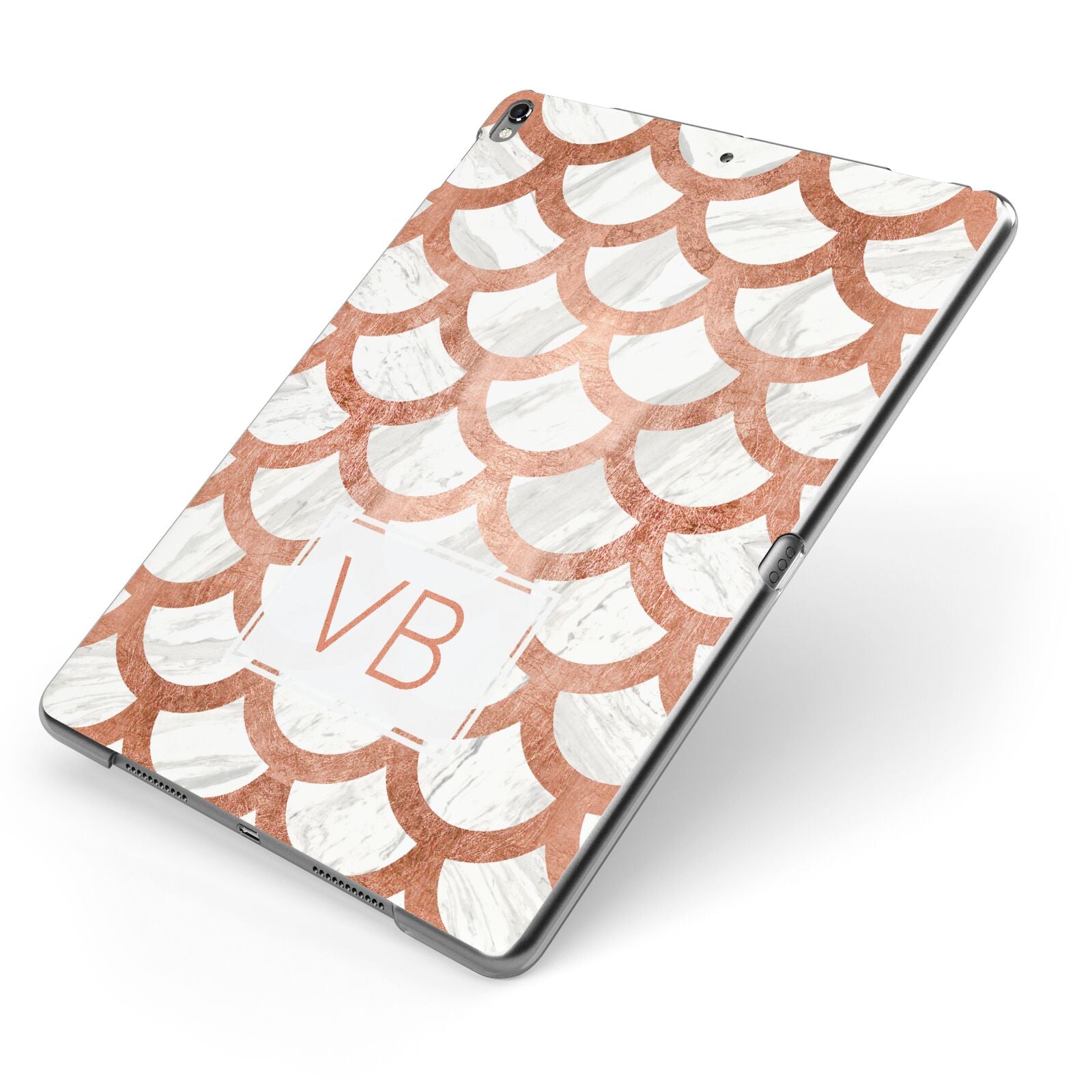 Personalised Marble Initials Scales Apple iPad Case on Grey iPad Side View