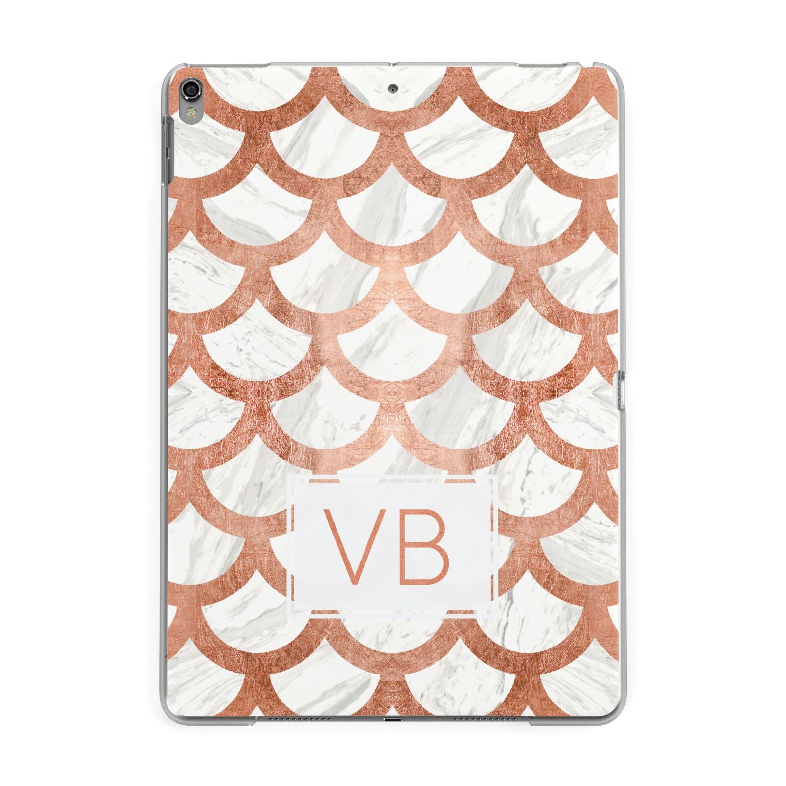 Personalised Marble Initials Scales Apple iPad Grey Case