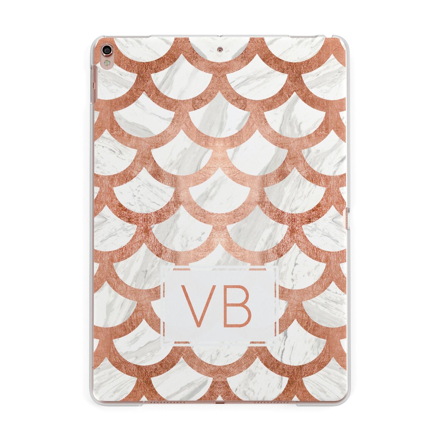 Personalised Marble Initials Scales Apple iPad Rose Gold Case