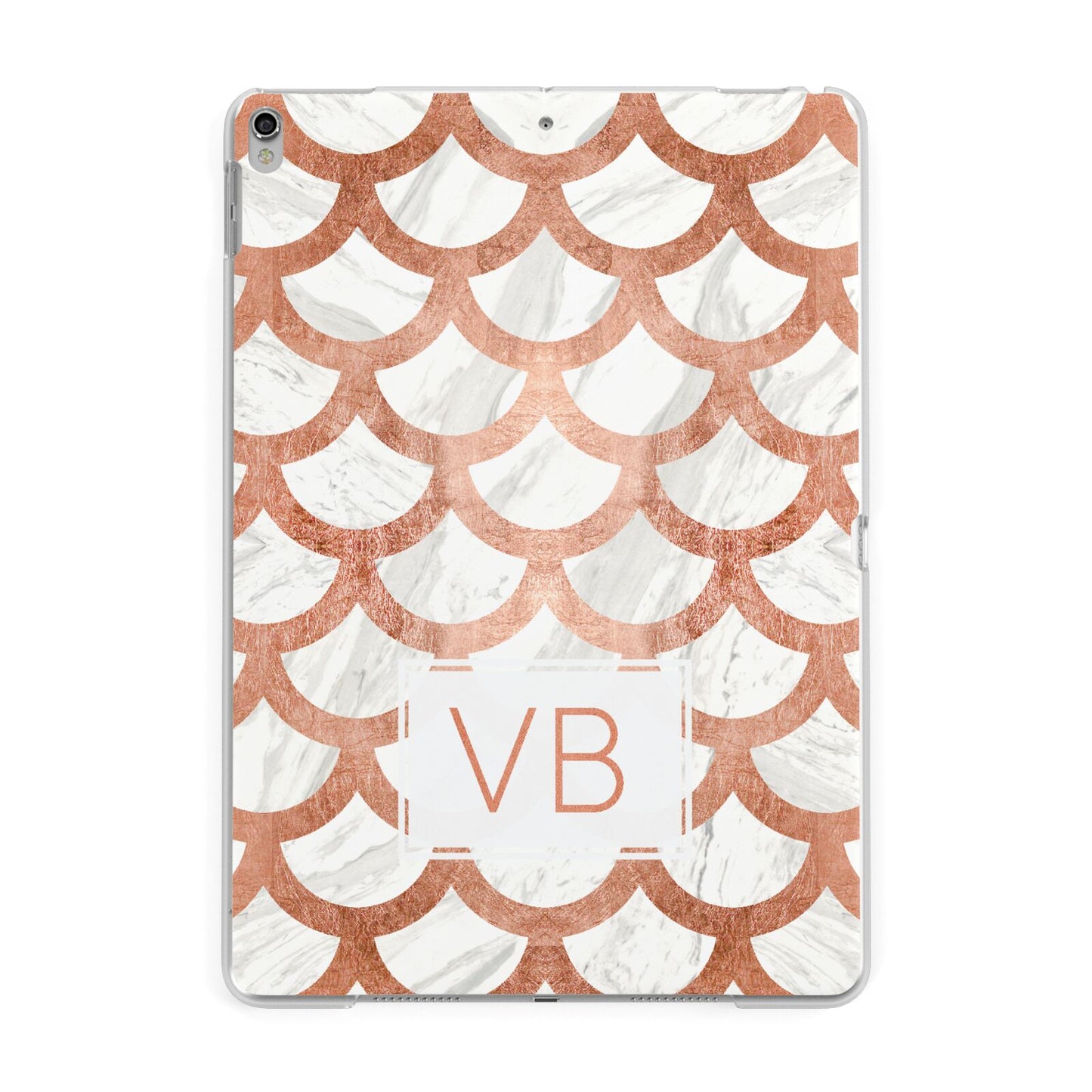 Personalised Marble Initials Scales Apple iPad Silver Case