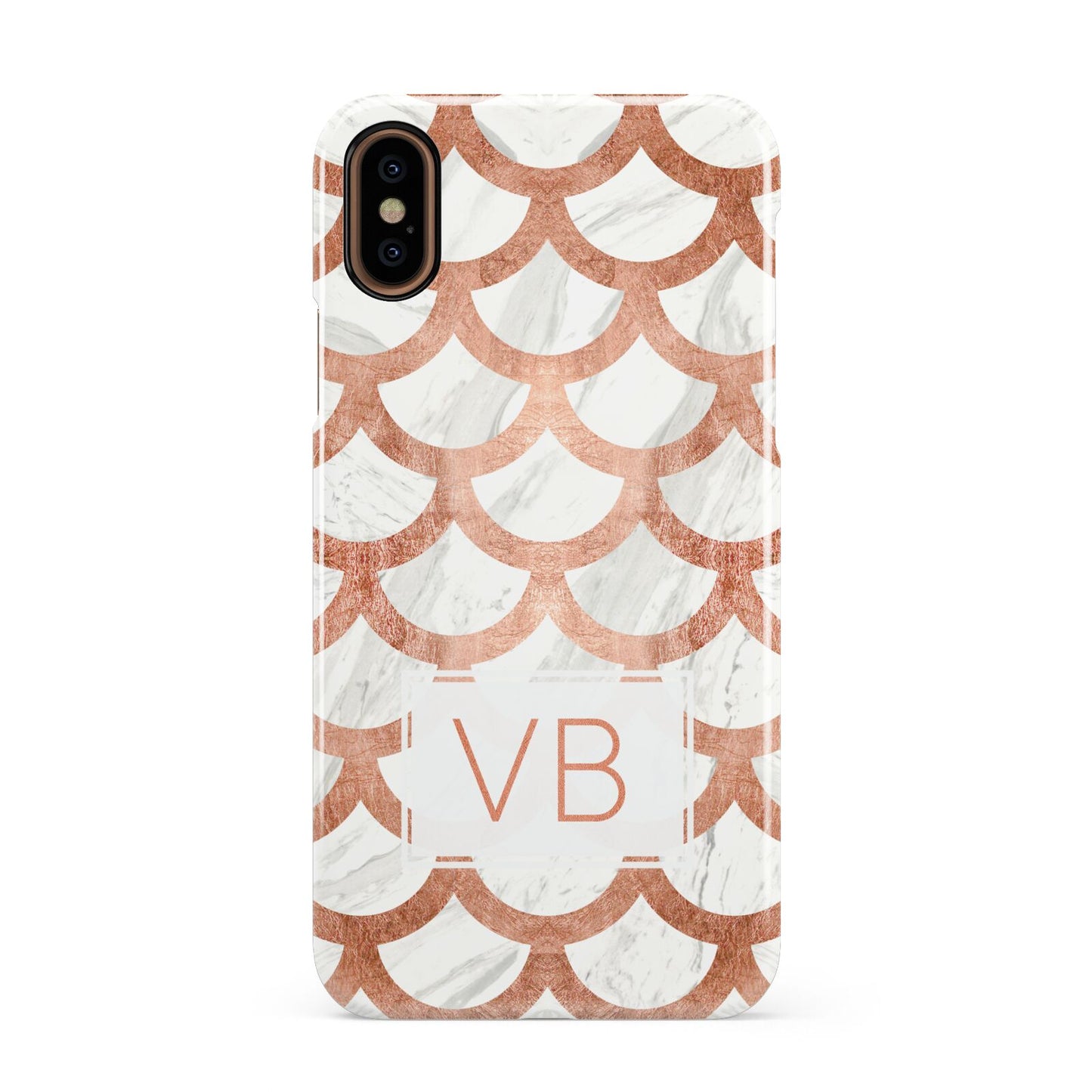 Personalised Marble Initials Scales Apple iPhone XS 3D Snap Case