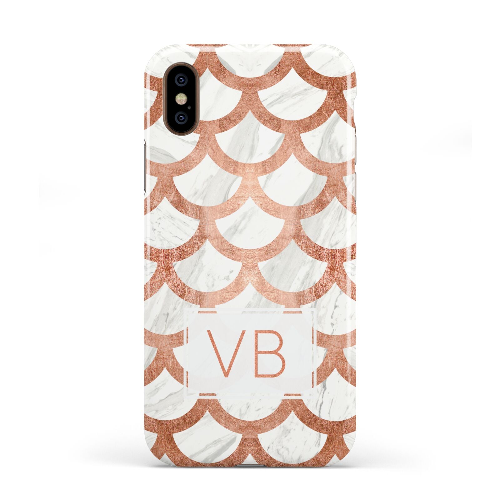 Personalised Marble Initials Scales Apple iPhone XS 3D Tough