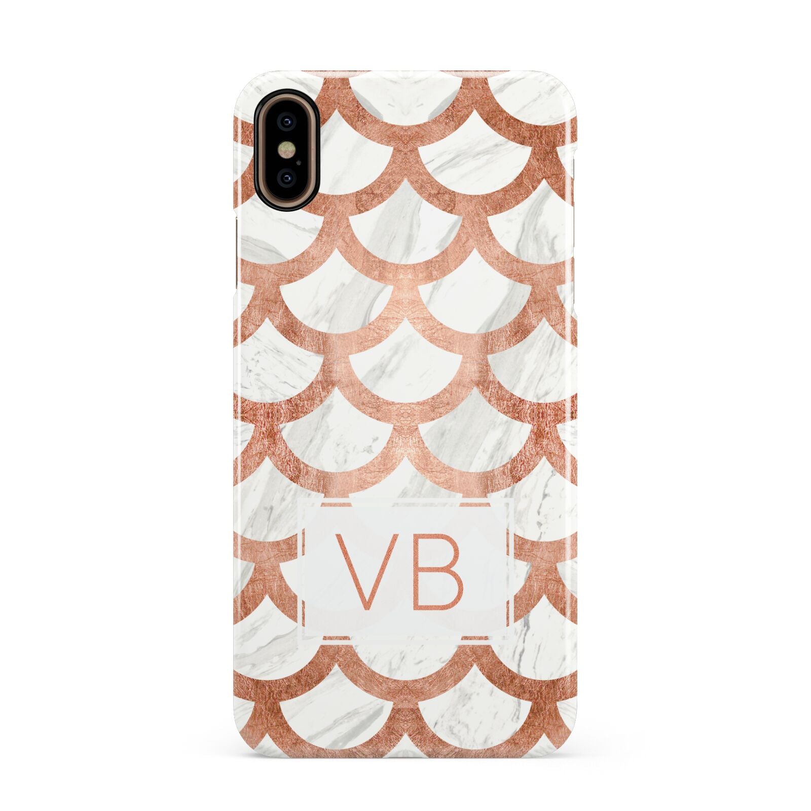 Personalised Marble Initials Scales Apple iPhone Xs Max 3D Snap Case