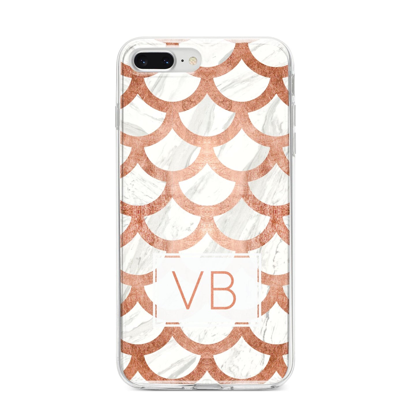 Personalised Marble Initials Scales iPhone 8 Plus Bumper Case on Silver iPhone