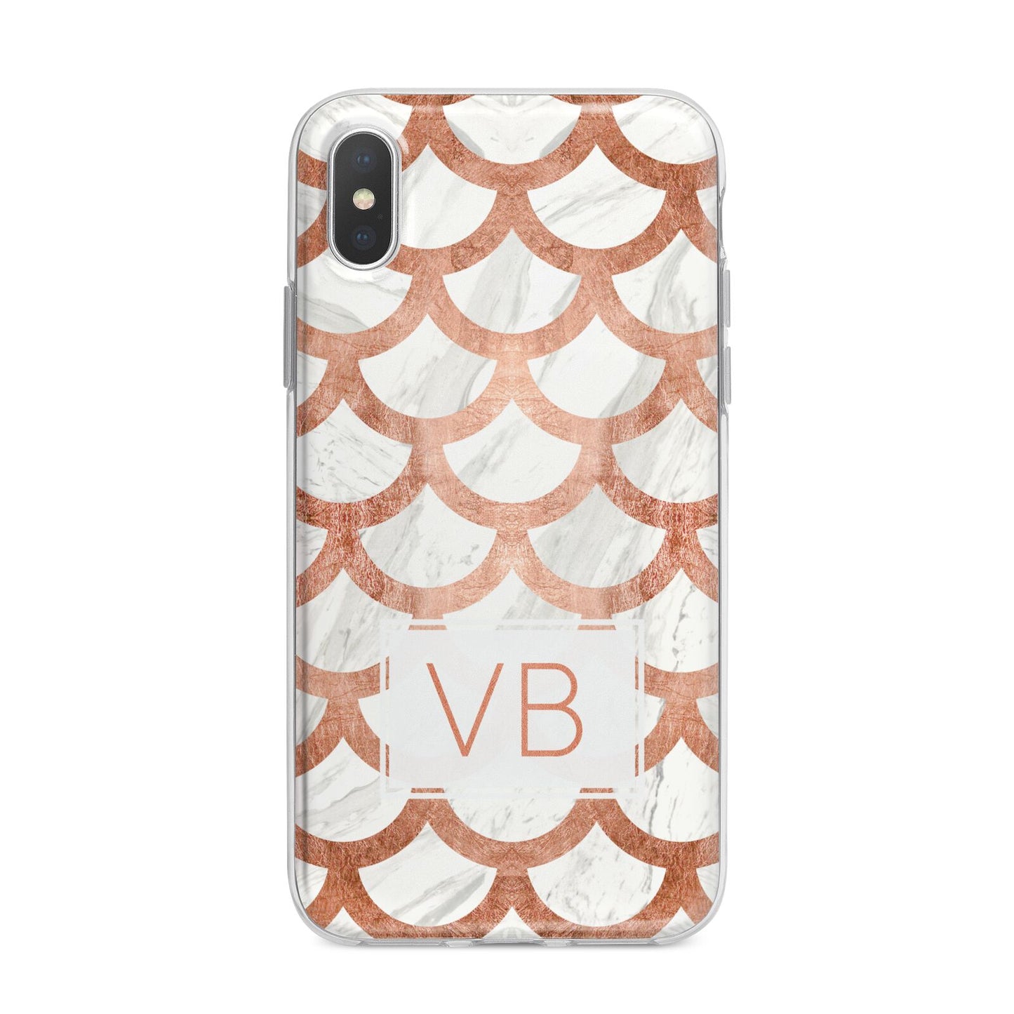 Personalised Marble Initials Scales iPhone X Bumper Case on Silver iPhone Alternative Image 1