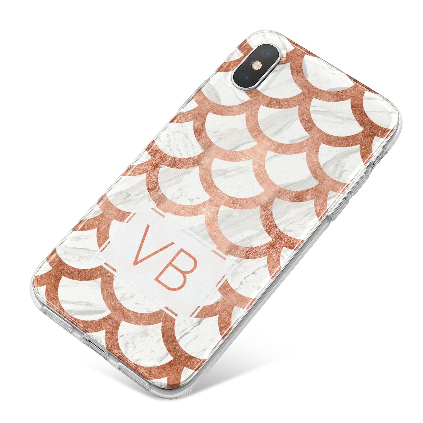 Personalised Marble Initials Scales iPhone X Bumper Case on Silver iPhone