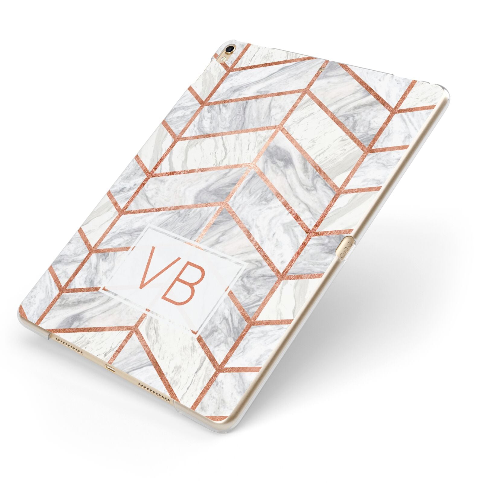 Personalised Marble Initials Shapes Apple iPad Case on Gold iPad Side View