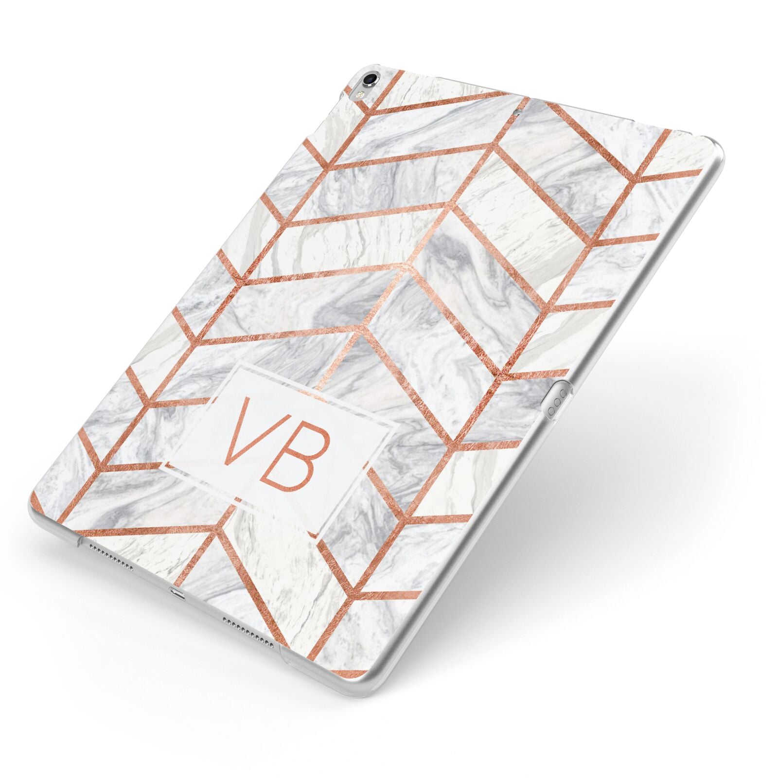 Personalised Marble Initials Shapes Apple iPad Case on Silver iPad Side View