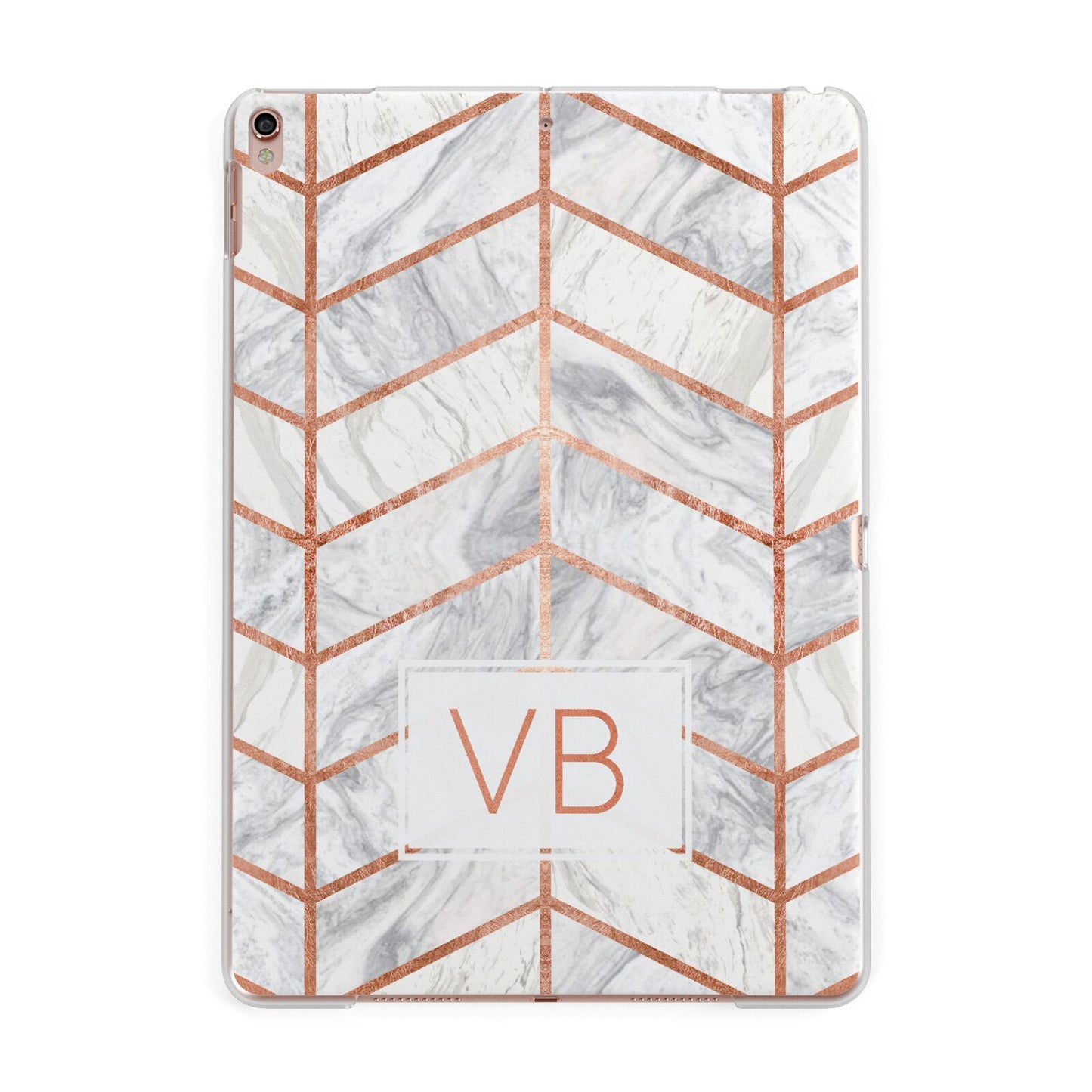 Personalised Marble Initials Shapes Apple iPad Rose Gold Case