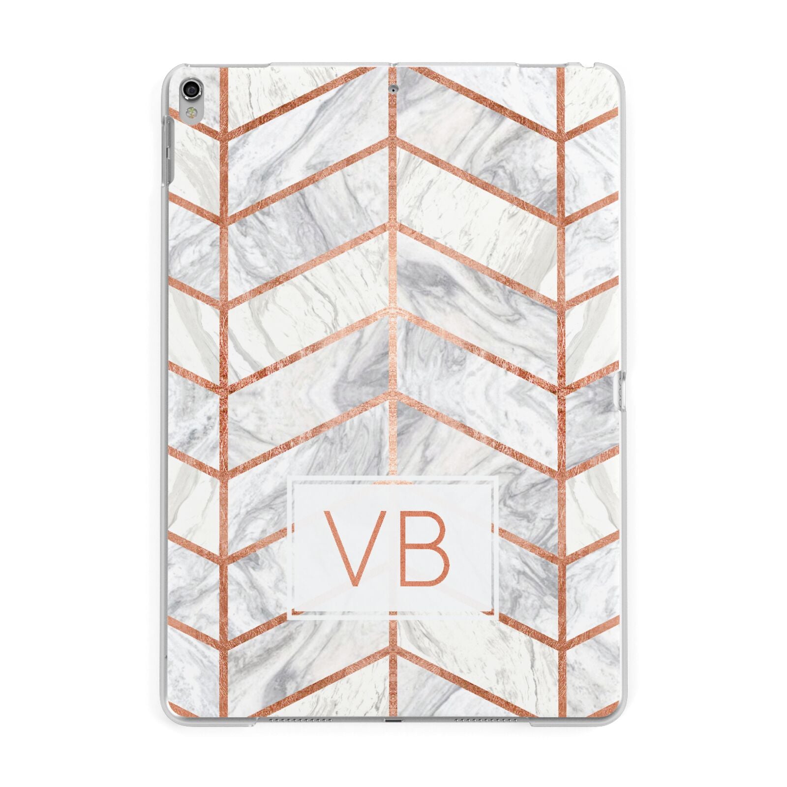 Personalised Marble Initials Shapes Apple iPad Silver Case