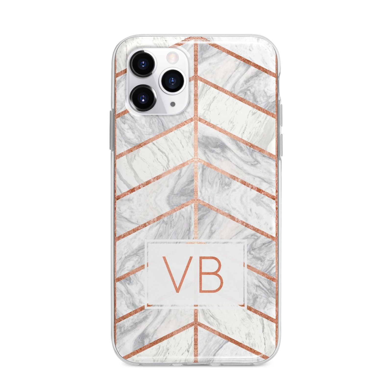 Personalised Marble Initials Shapes Apple iPhone 11 Pro Max in Silver with Bumper Case