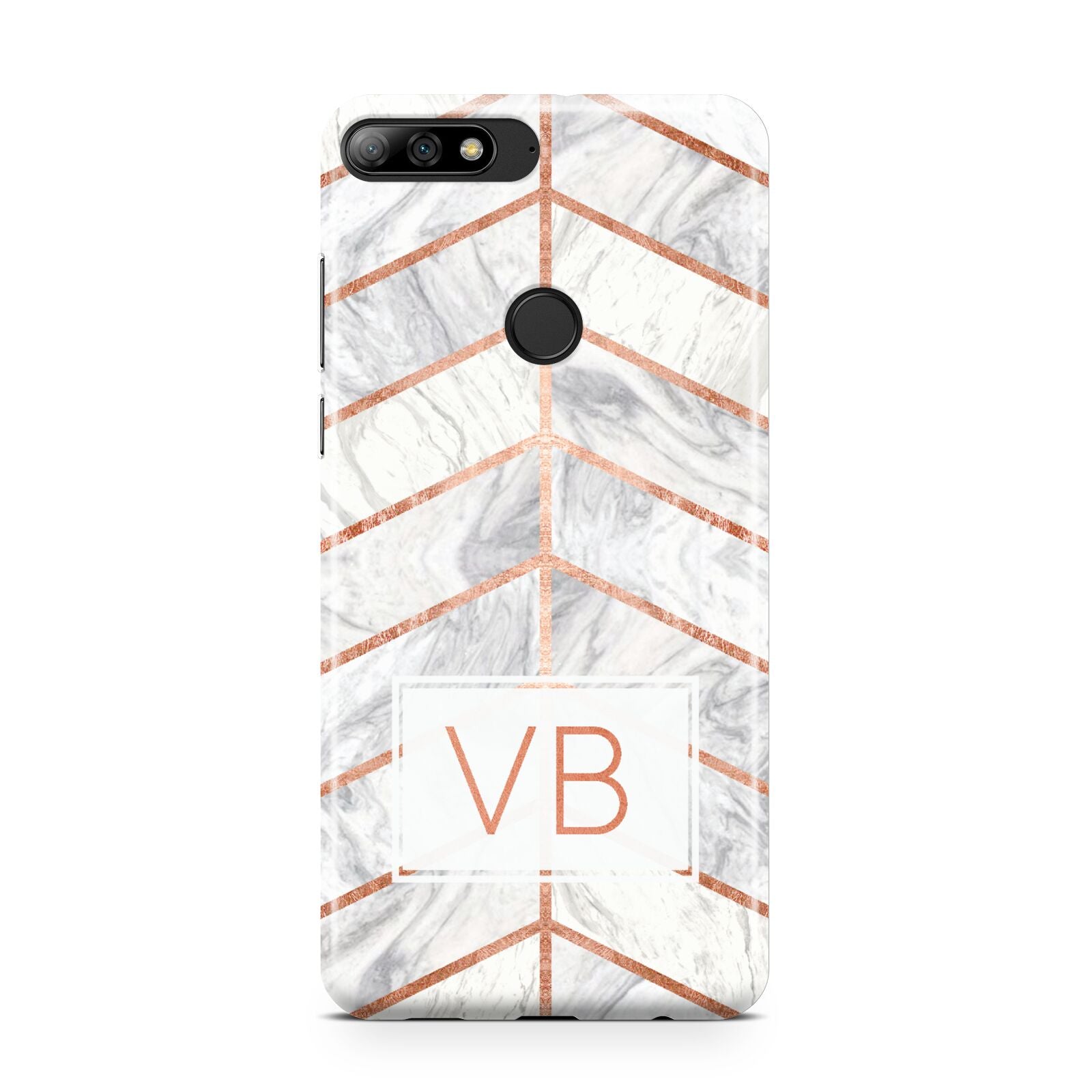 Personalised Marble Initials Shapes Huawei Y7 2018