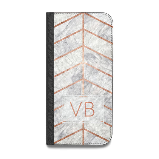 Personalised Marble Initials Shapes Vegan Leather Flip Samsung Case