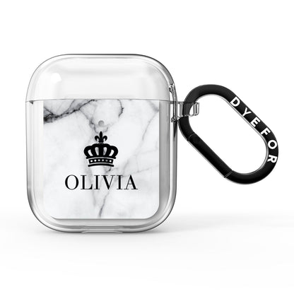 Personalised Marble Name Crown AirPods Clear Case