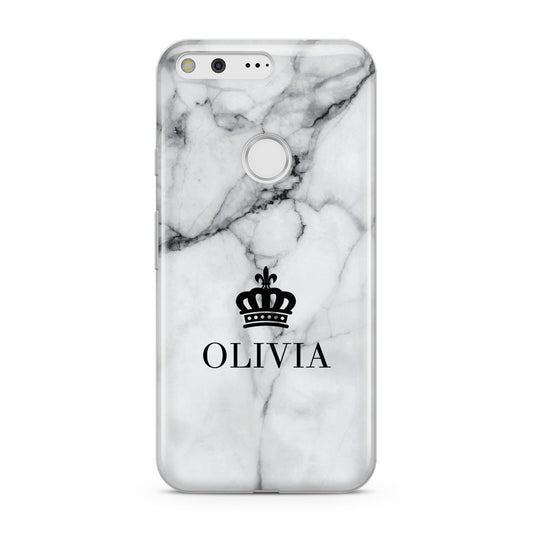 Personalised Marble Name Crown Google Pixel Case