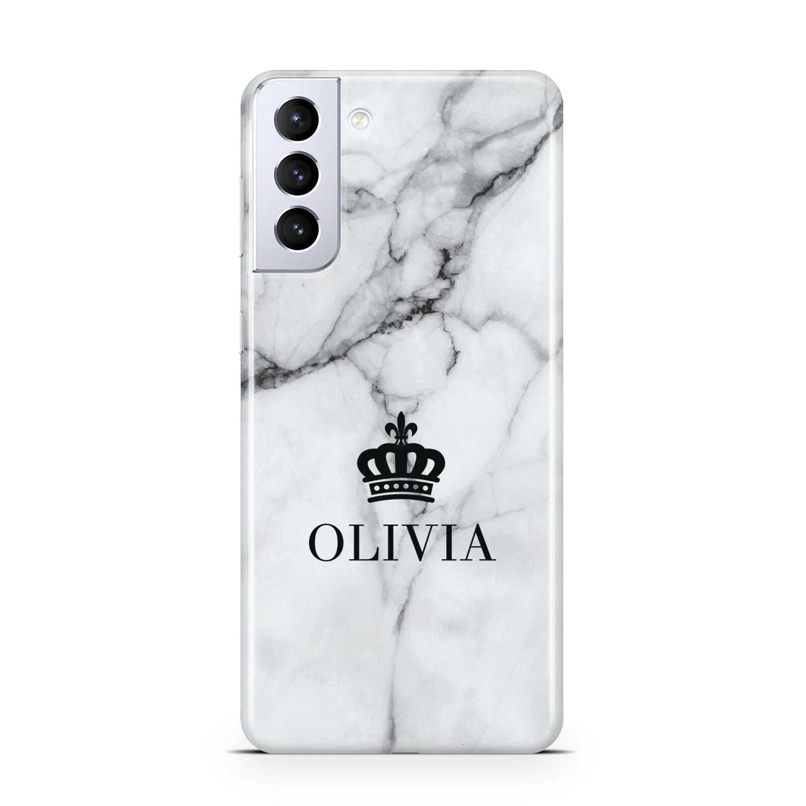 Personalised Marble Name Crown Samsung S21 Plus Case