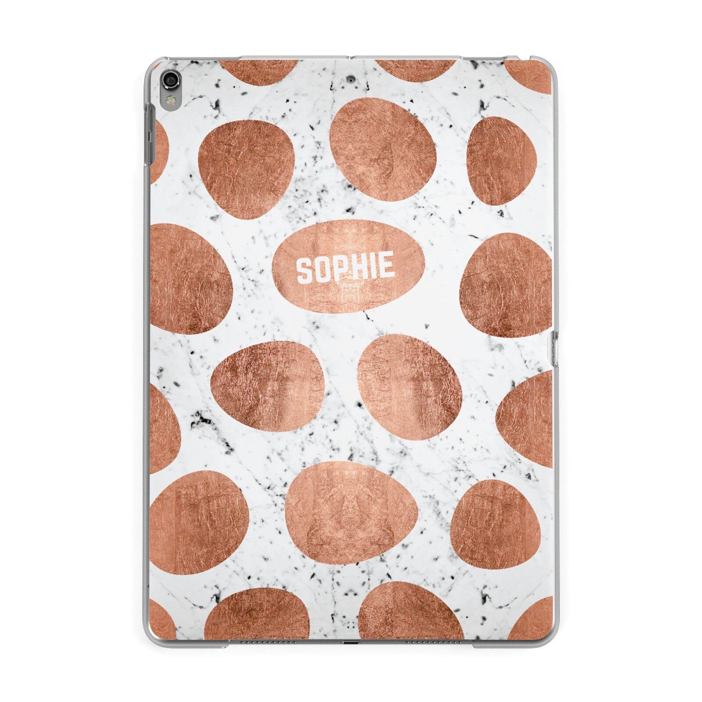 Personalised Marble Name Initials Rose Gold Dots Apple iPad Grey Case