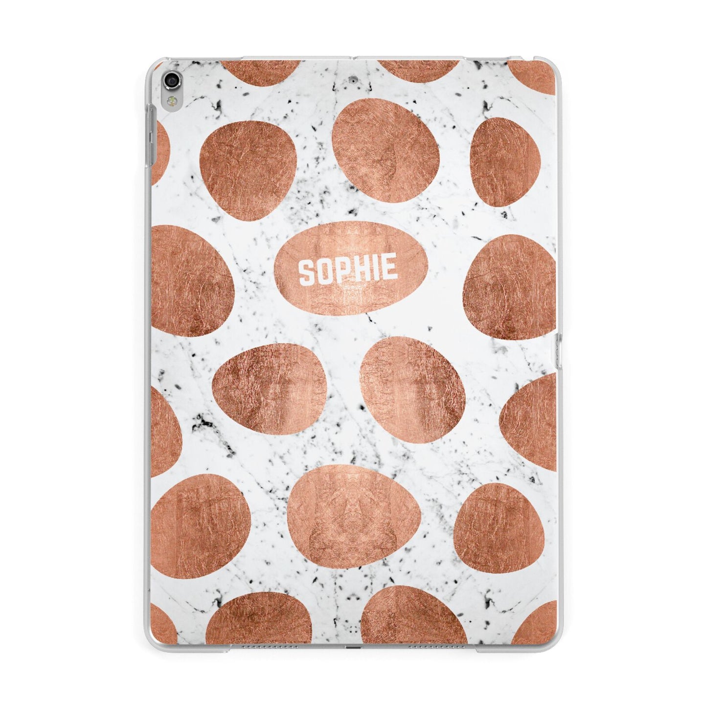 Personalised Marble Name Initials Rose Gold Dots Apple iPad Silver Case