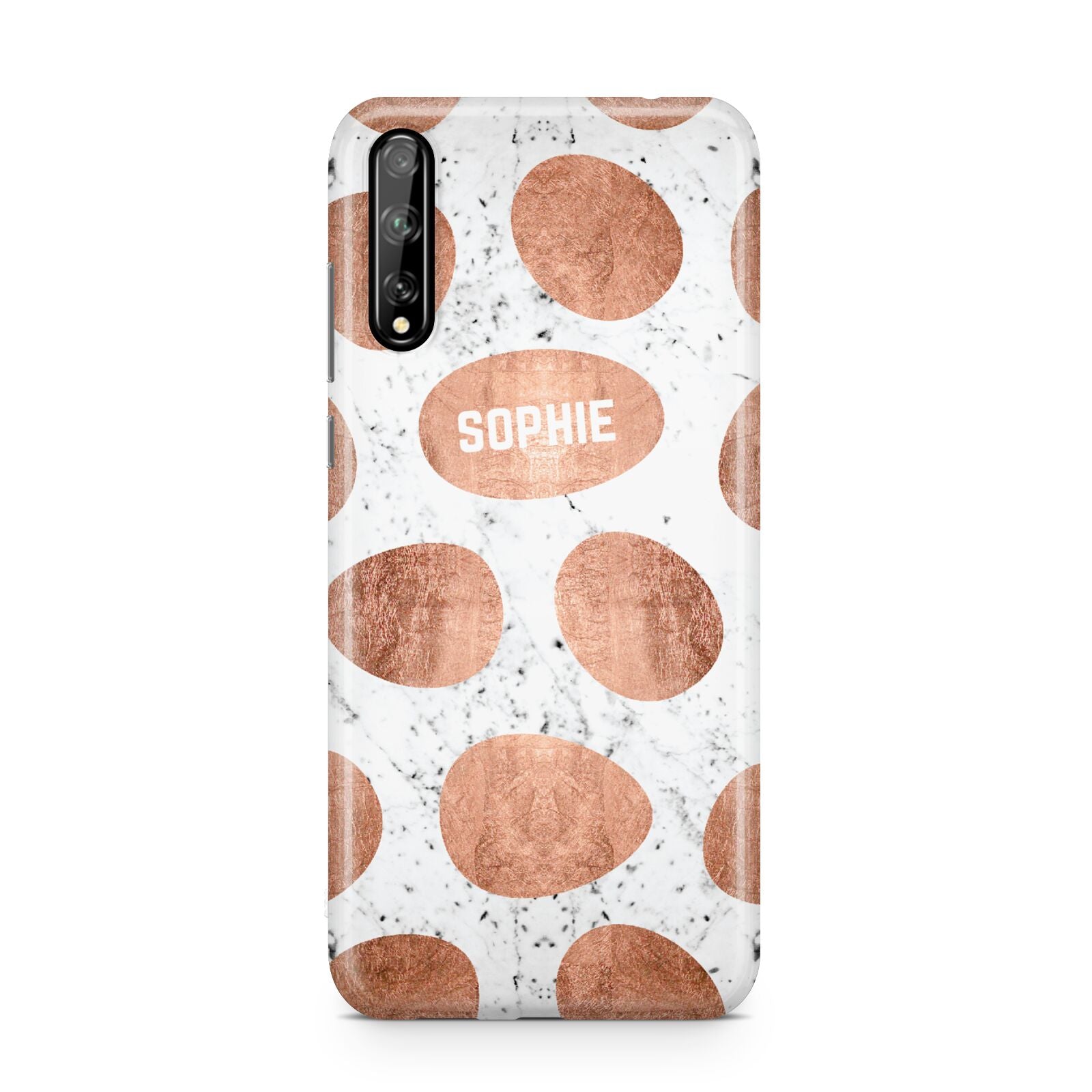 Personalised Marble Name Initials Rose Gold Dots Huawei Enjoy 10s Phone Case