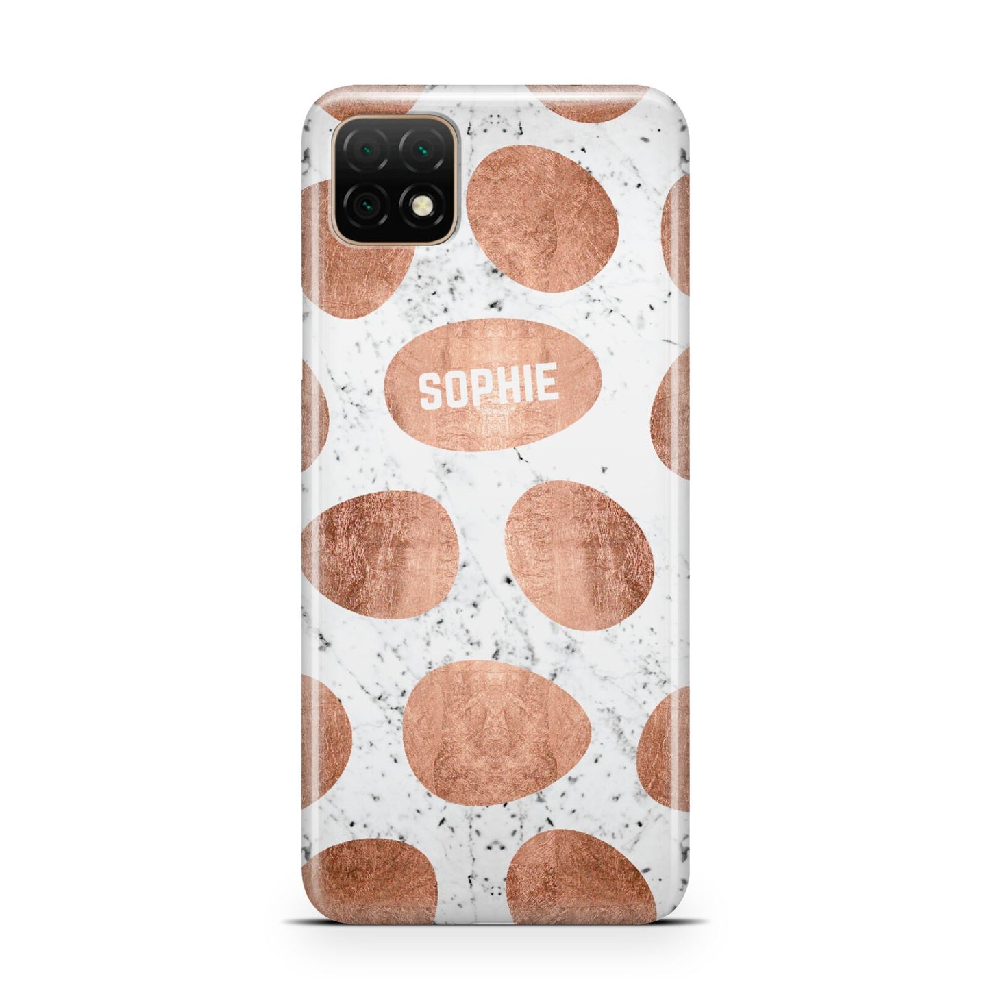 Personalised Marble Name Initials Rose Gold Dots Huawei Enjoy 20 Phone Case