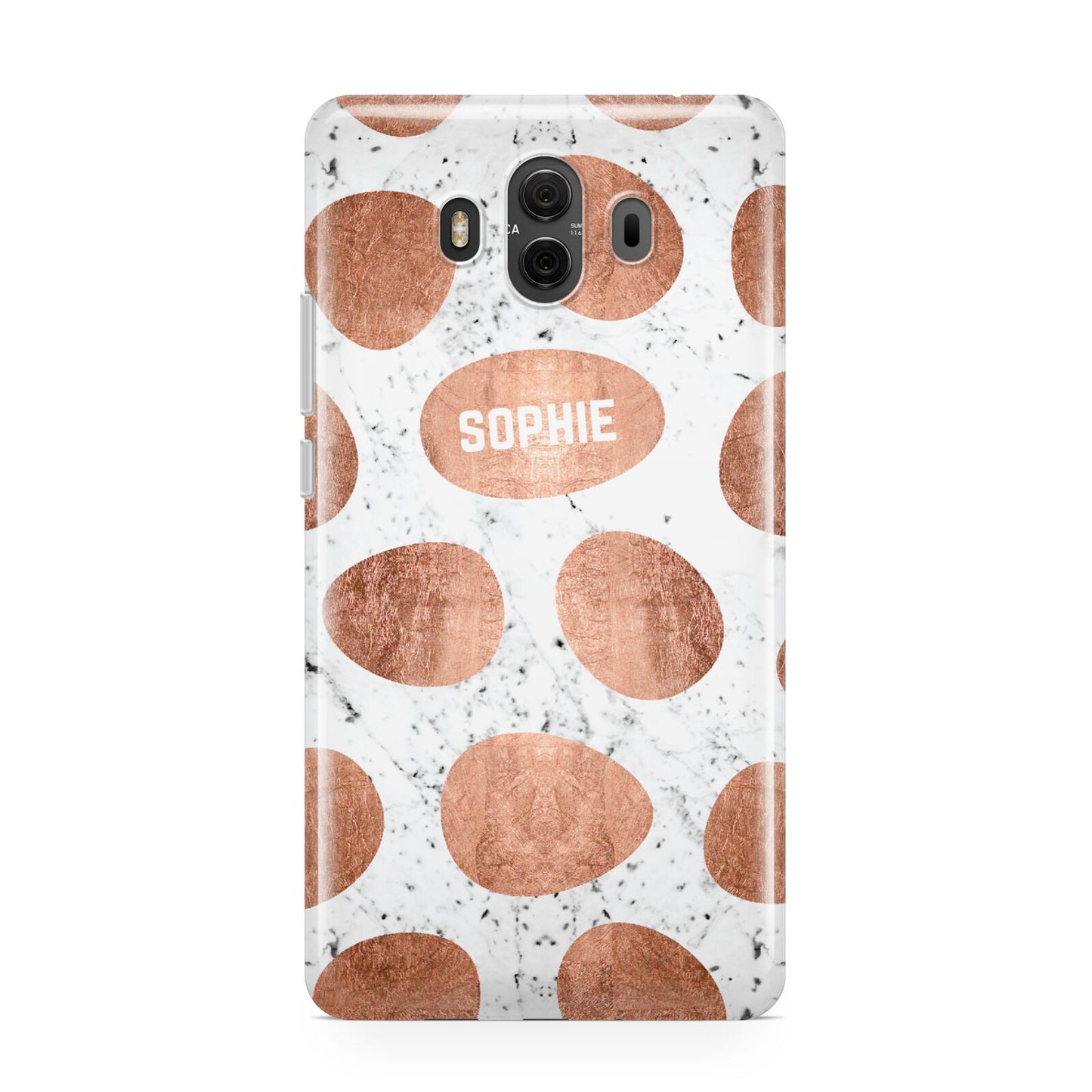 Personalised Marble Name Initials Rose Gold Dots Huawei Mate 10 Protective Phone Case