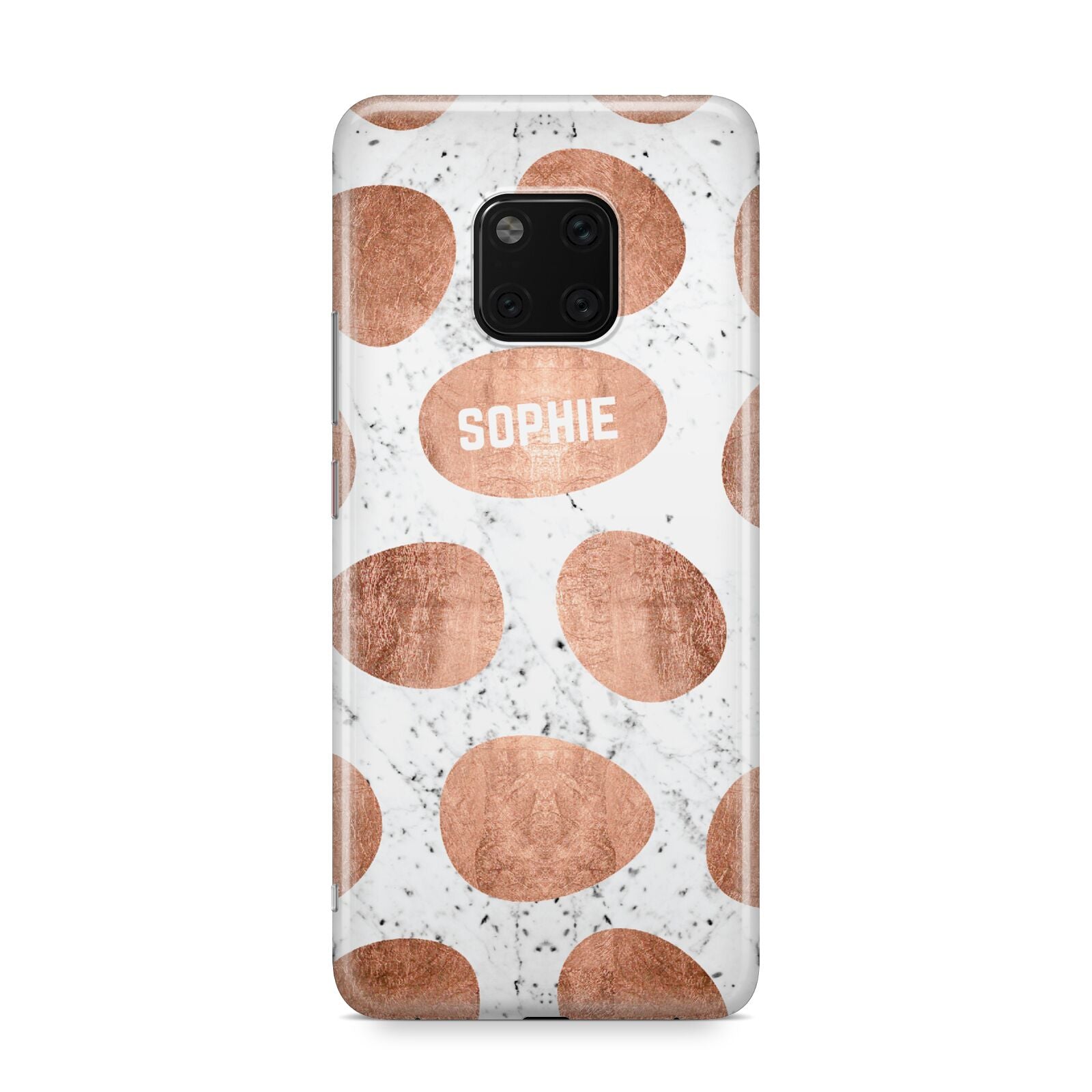 Personalised Marble Name Initials Rose Gold Dots Huawei Mate 20 Pro Phone Case