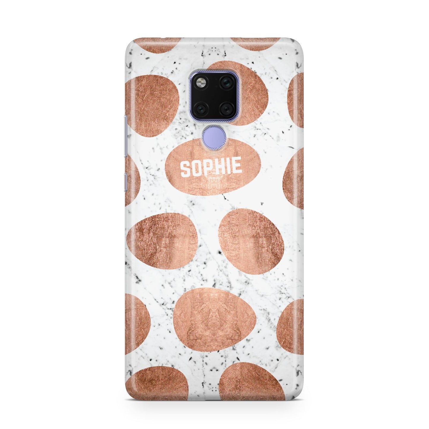 Personalised Marble Name Initials Rose Gold Dots Huawei Mate 20X Phone Case