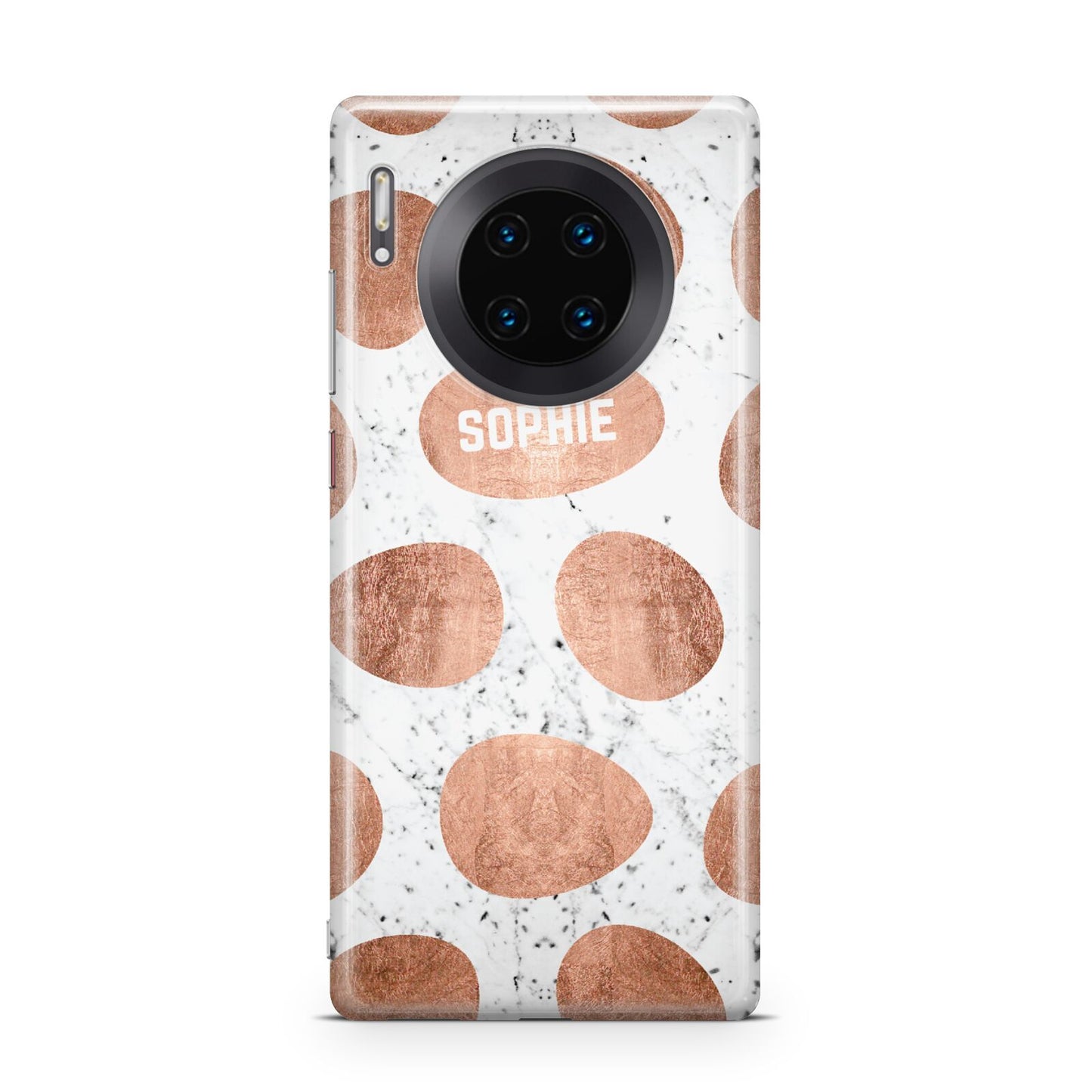 Personalised Marble Name Initials Rose Gold Dots Huawei Mate 30 Pro Phone Case