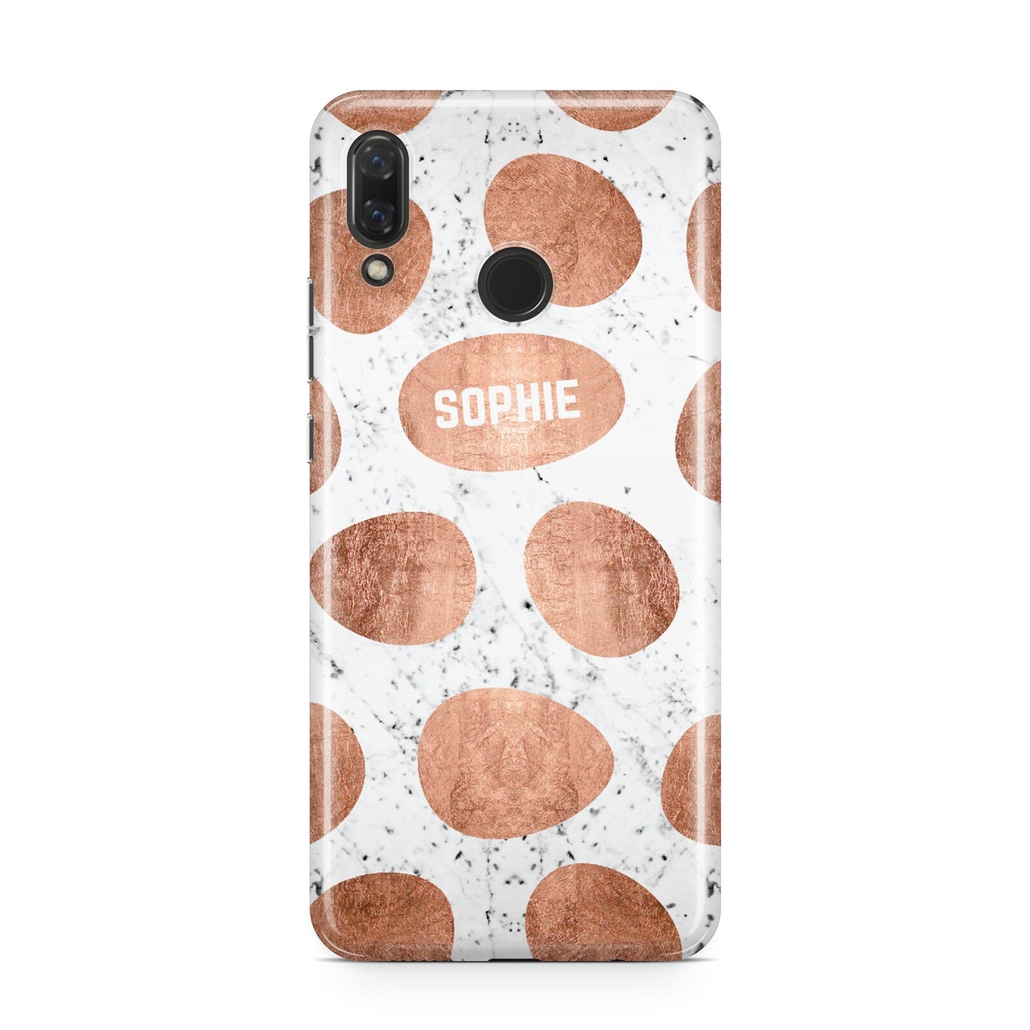 Personalised Marble Name Initials Rose Gold Dots Huawei Nova 3 Phone Case