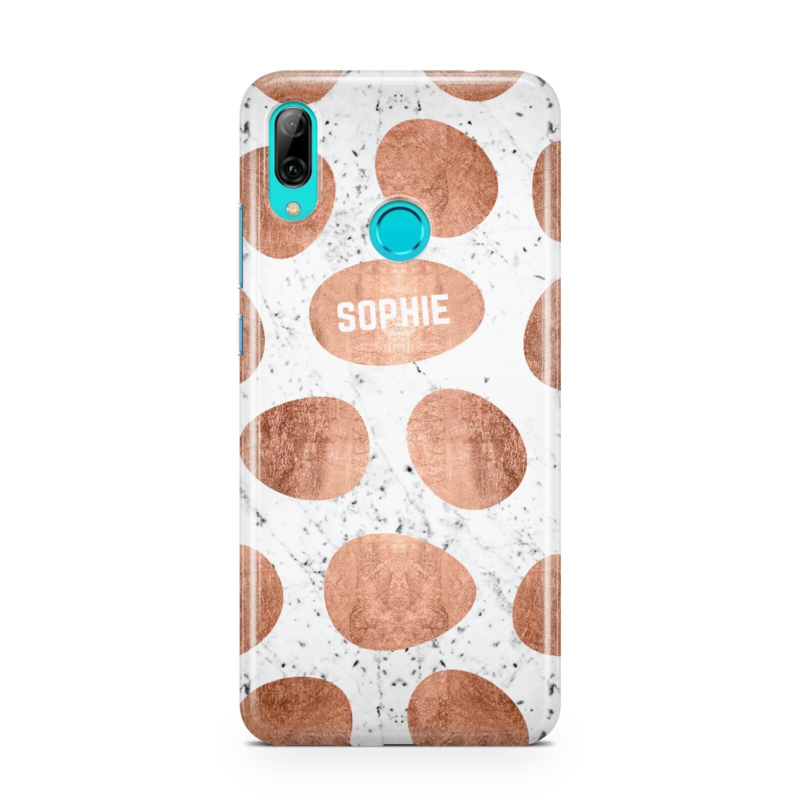 Personalised Marble Name Initials Rose Gold Dots Huawei P Smart 2019 Case