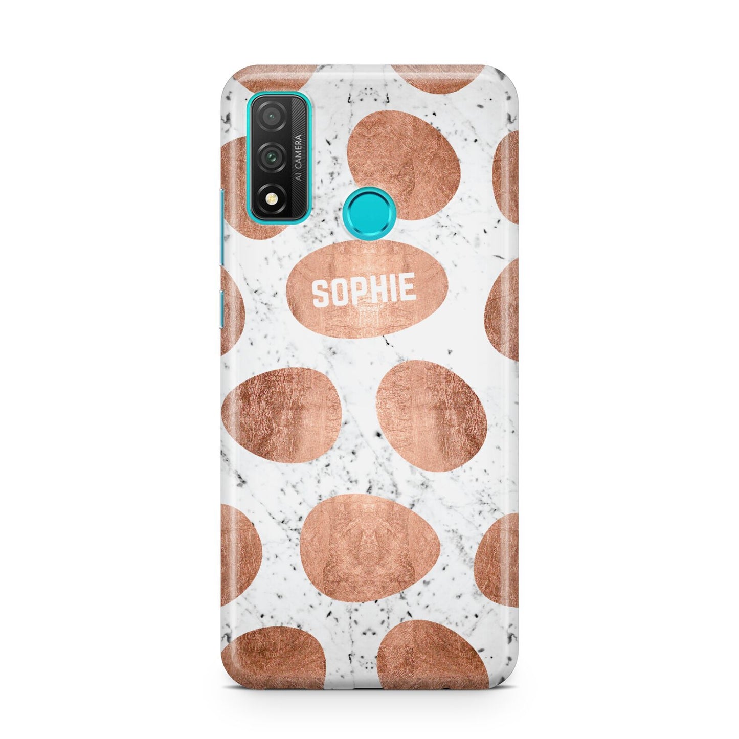 Personalised Marble Name Initials Rose Gold Dots Huawei P Smart 2020