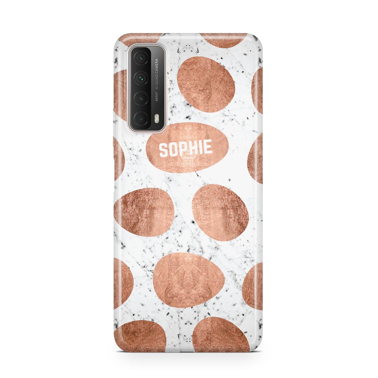 Personalised Marble Name Initials Rose Gold Dots Huawei P Smart 2021