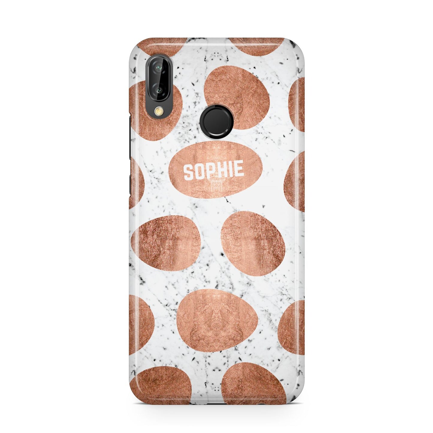 Personalised Marble Name Initials Rose Gold Dots Huawei P20 Lite Phone Case