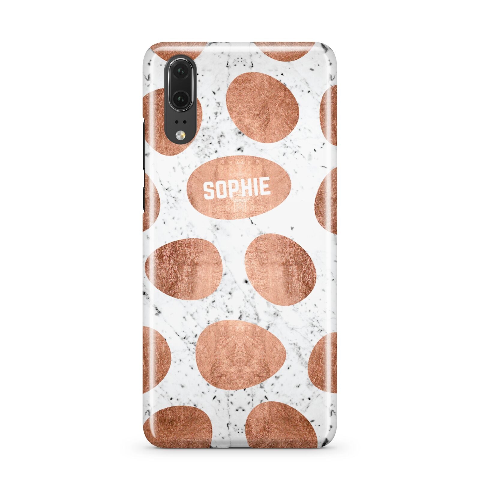 Personalised Marble Name Initials Rose Gold Dots Huawei P20 Phone Case