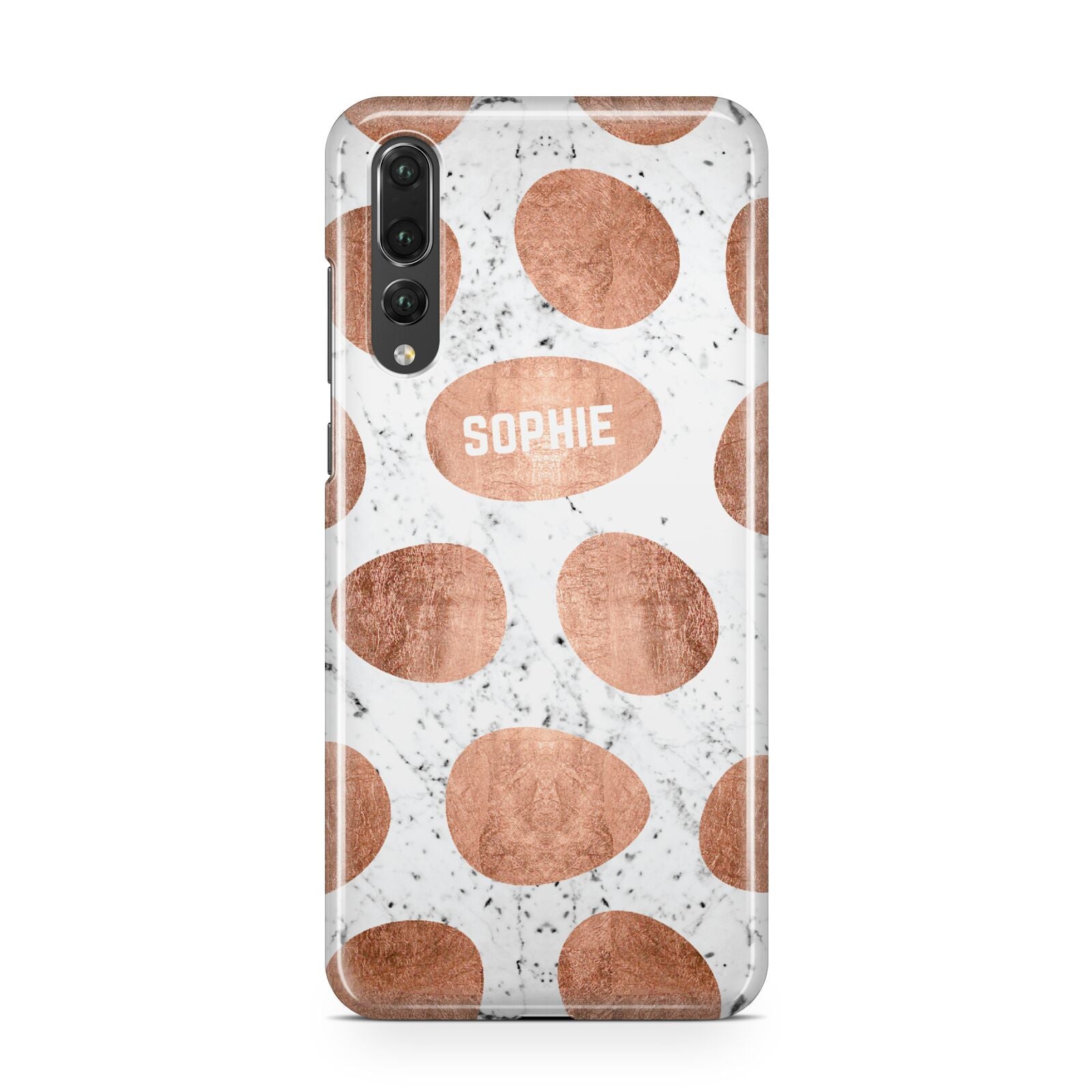 Personalised Marble Name Initials Rose Gold Dots Huawei P20 Pro Phone Case