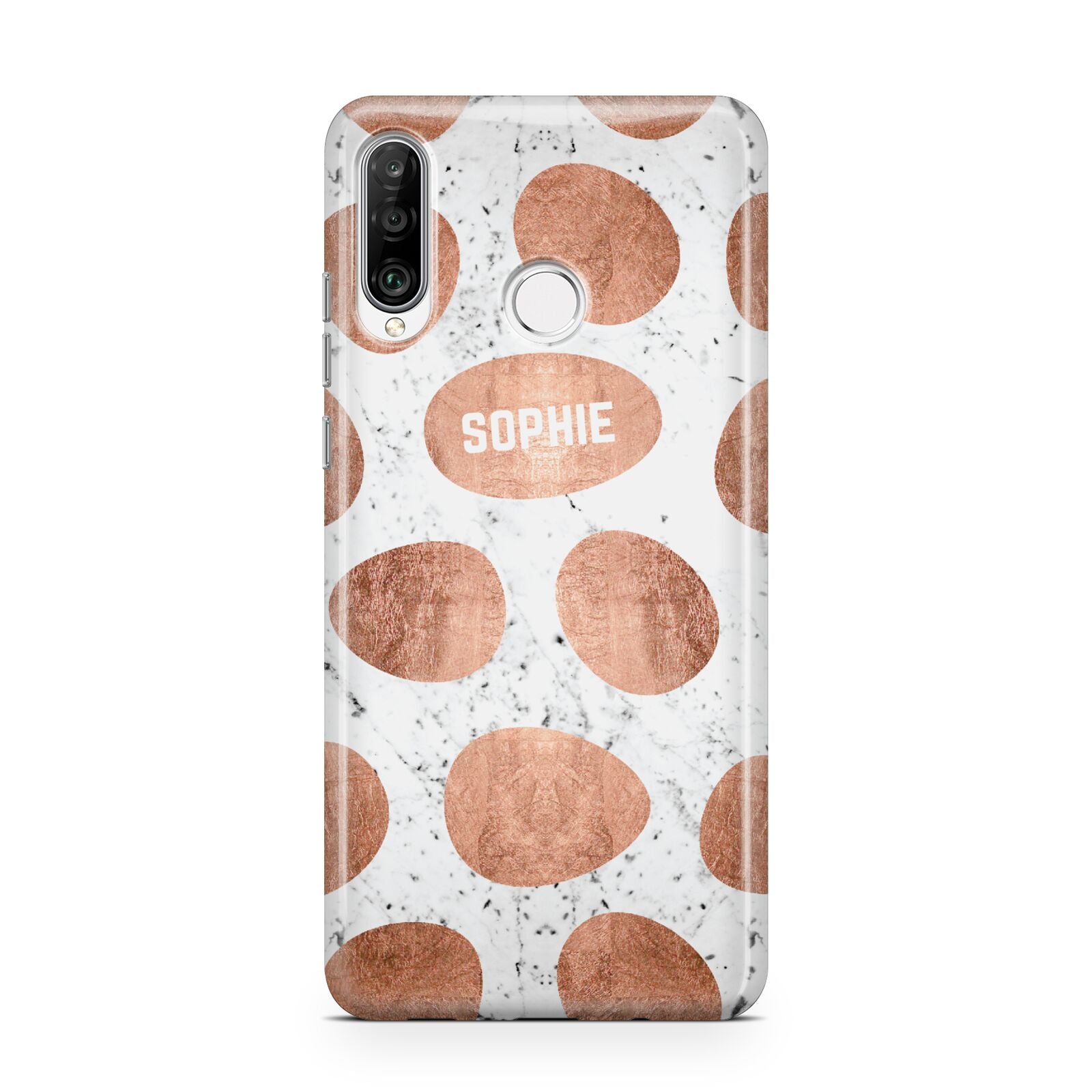 Personalised Marble Name Initials Rose Gold Dots Huawei P30 Lite Phone Case