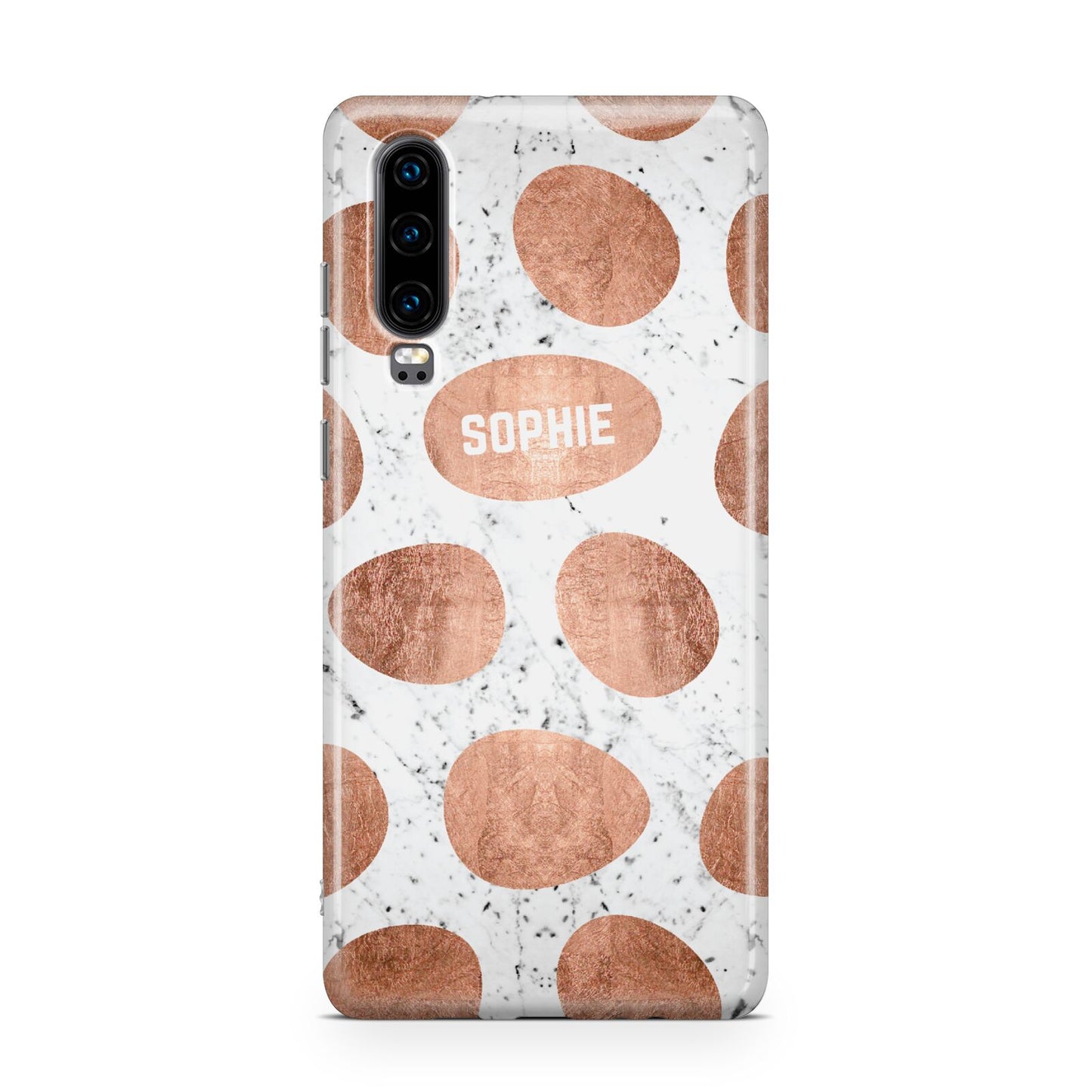 Personalised Marble Name Initials Rose Gold Dots Huawei P30 Phone Case