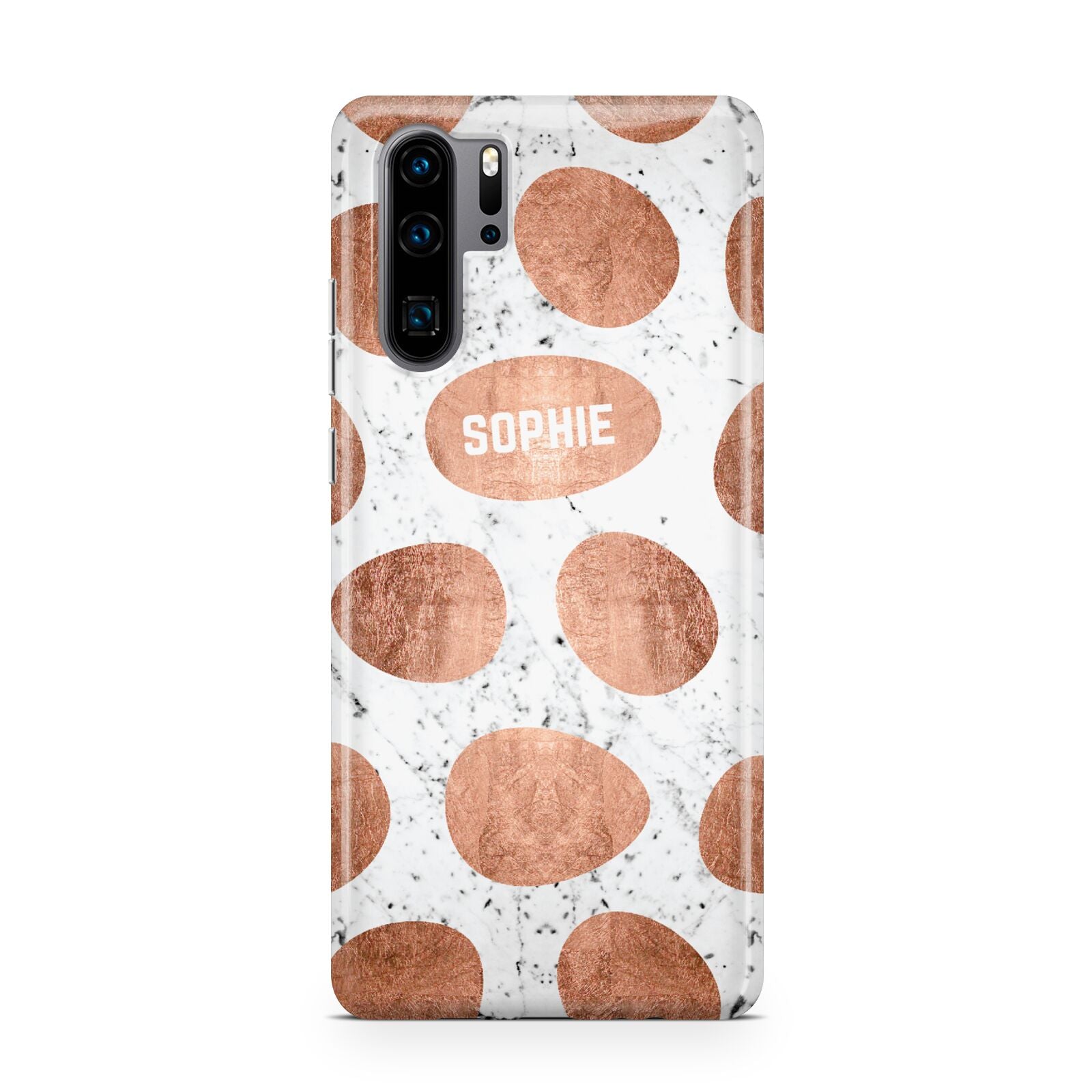 Personalised Marble Name Initials Rose Gold Dots Huawei P30 Pro Phone Case