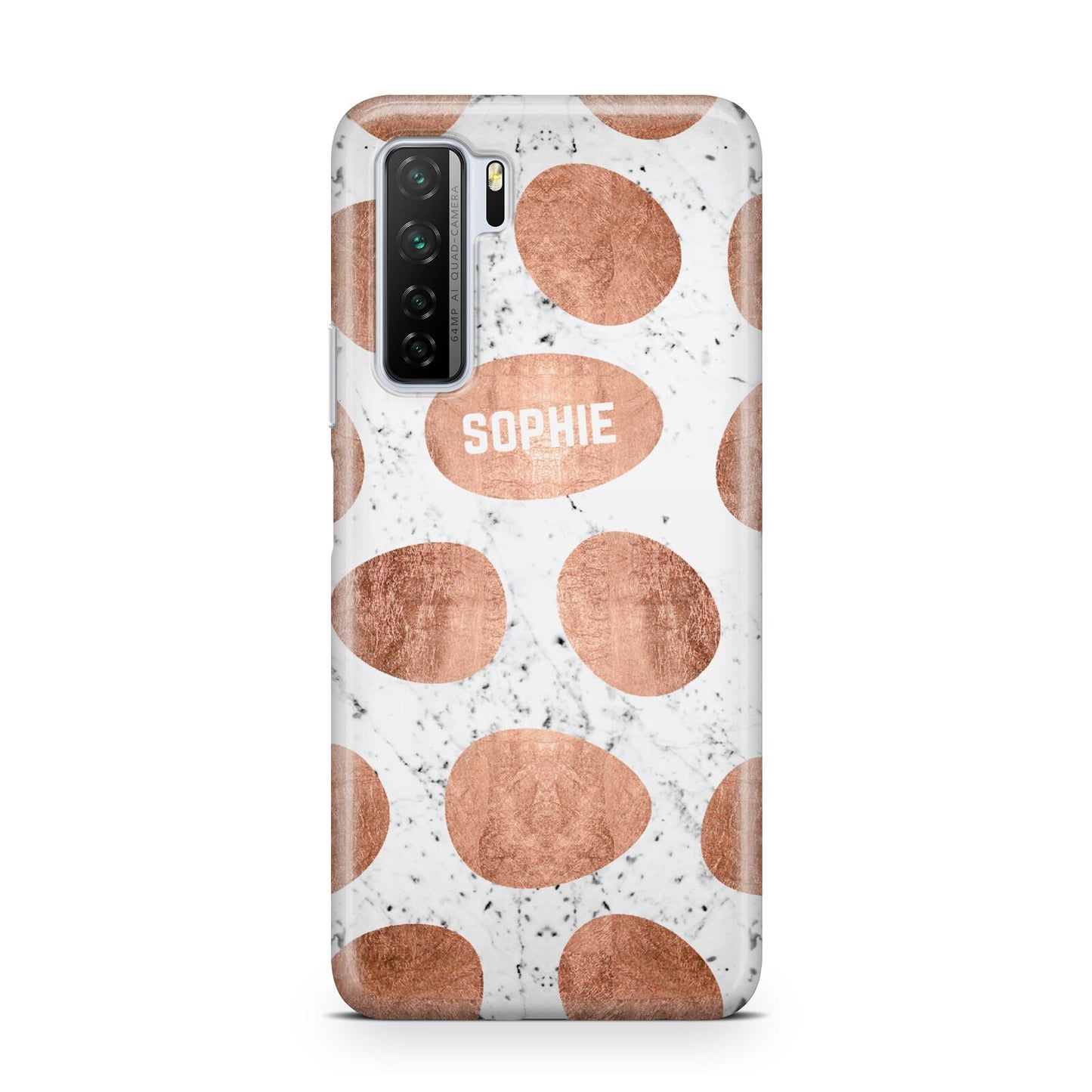 Personalised Marble Name Initials Rose Gold Dots Huawei P40 Lite 5G Phone Case