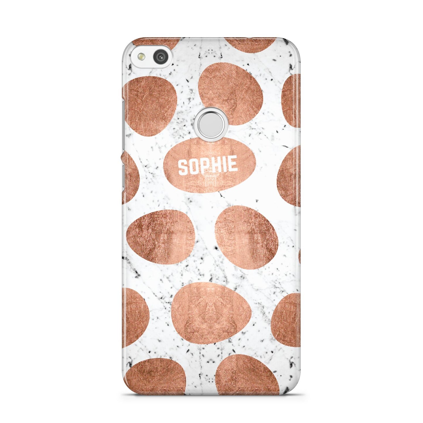 Personalised Marble Name Initials Rose Gold Dots Huawei P8 Lite Case