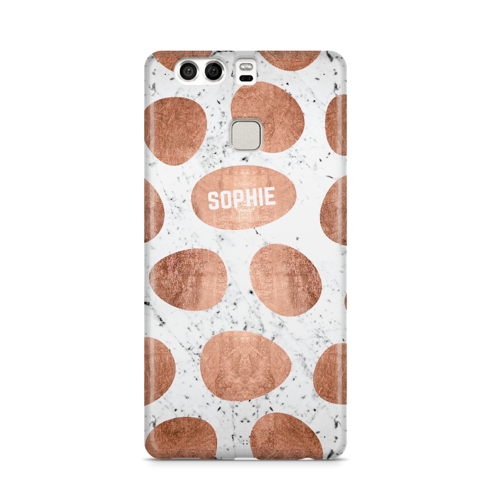 Personalised Marble Name Initials Rose Gold Dots Huawei P9 Case