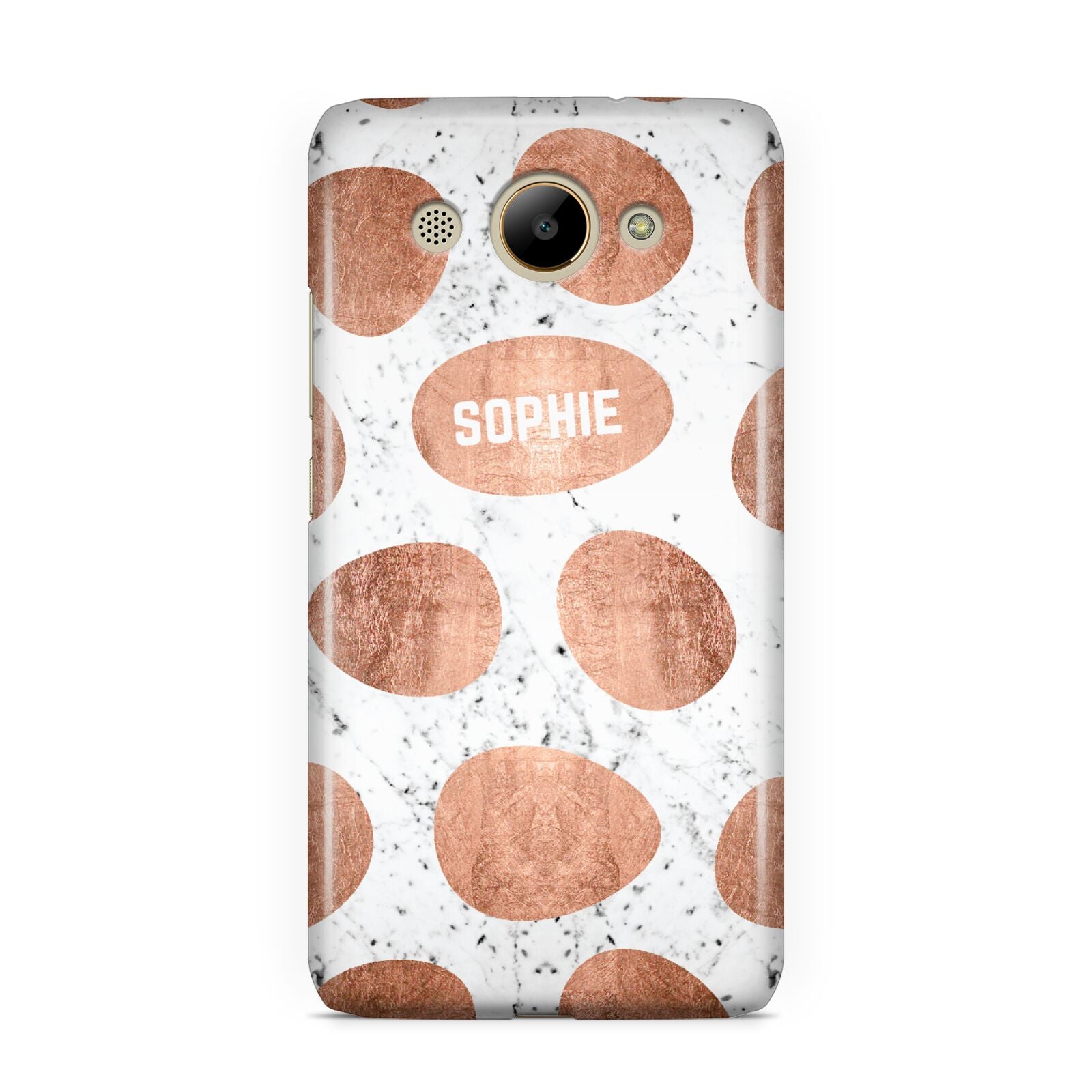 Personalised Marble Name Initials Rose Gold Dots Huawei Y3 2017