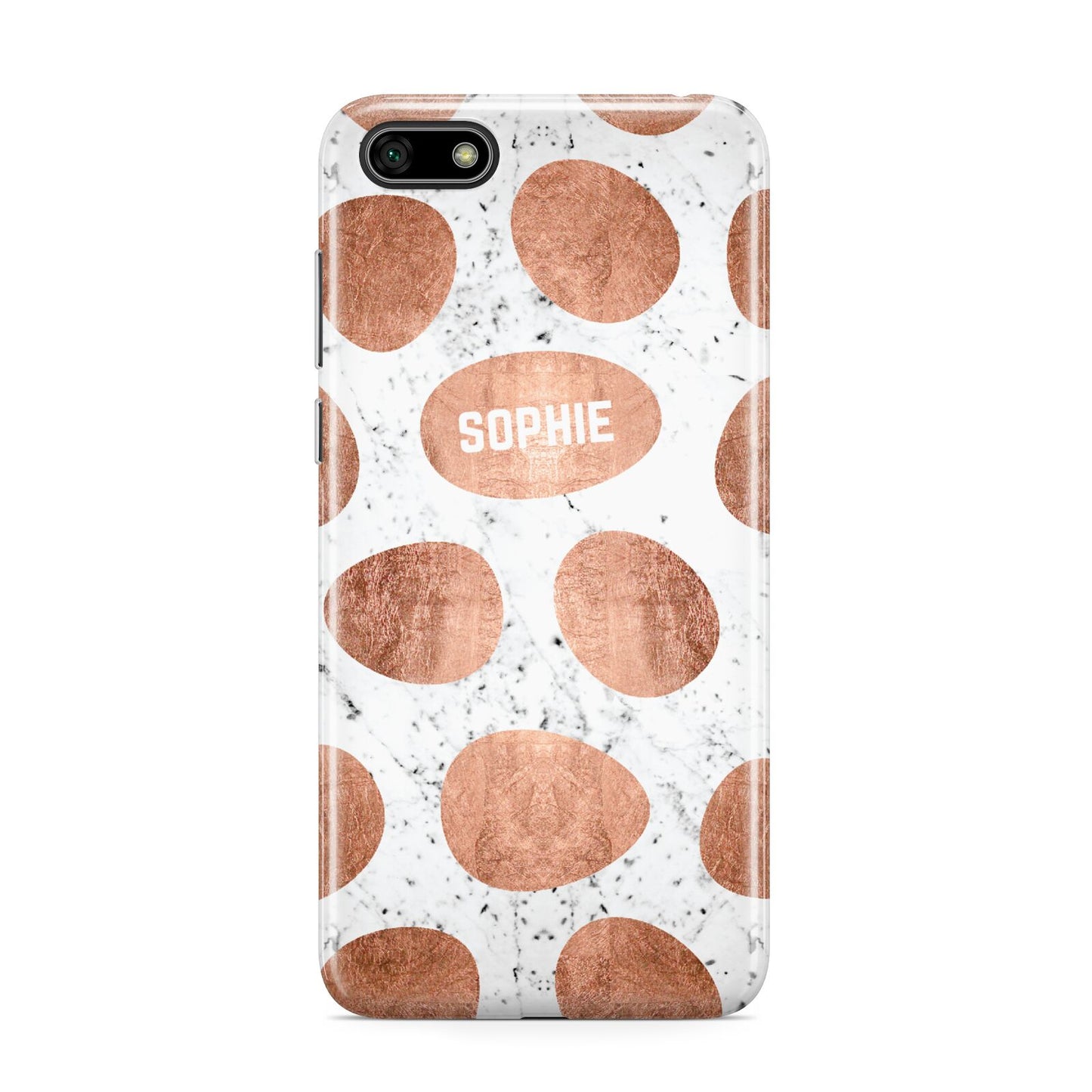 Personalised Marble Name Initials Rose Gold Dots Huawei Y5 Prime 2018 Phone Case