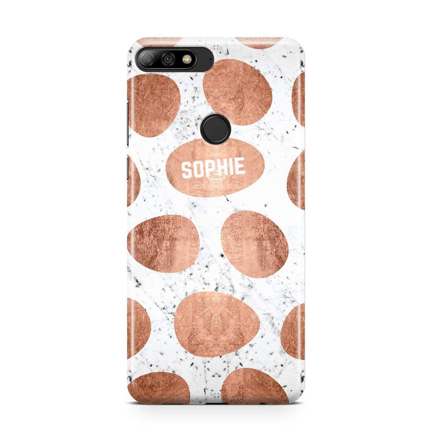 Personalised Marble Name Initials Rose Gold Dots Huawei Y7 2018