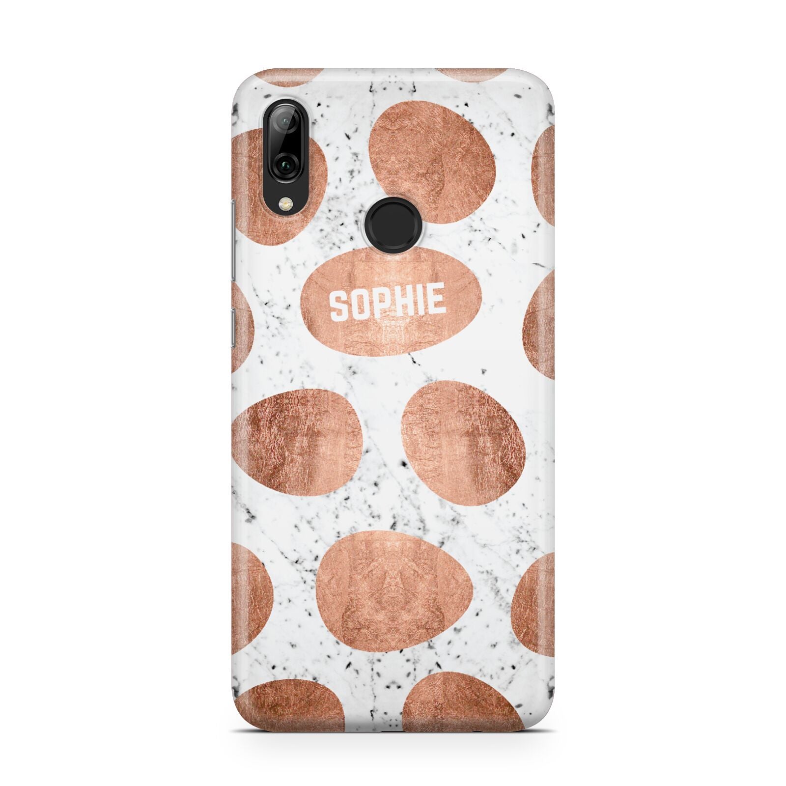 Personalised Marble Name Initials Rose Gold Dots Huawei Y7 2019