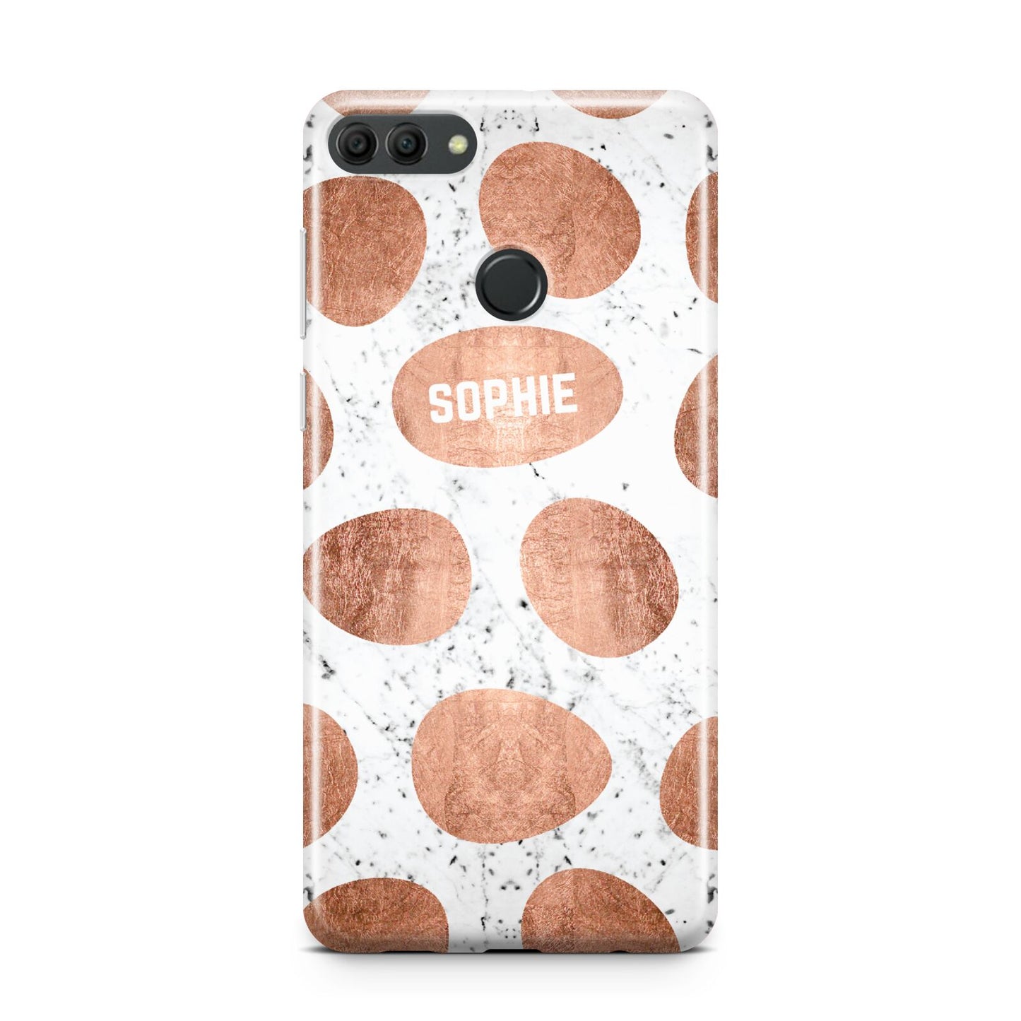 Personalised Marble Name Initials Rose Gold Dots Huawei Y9 2018