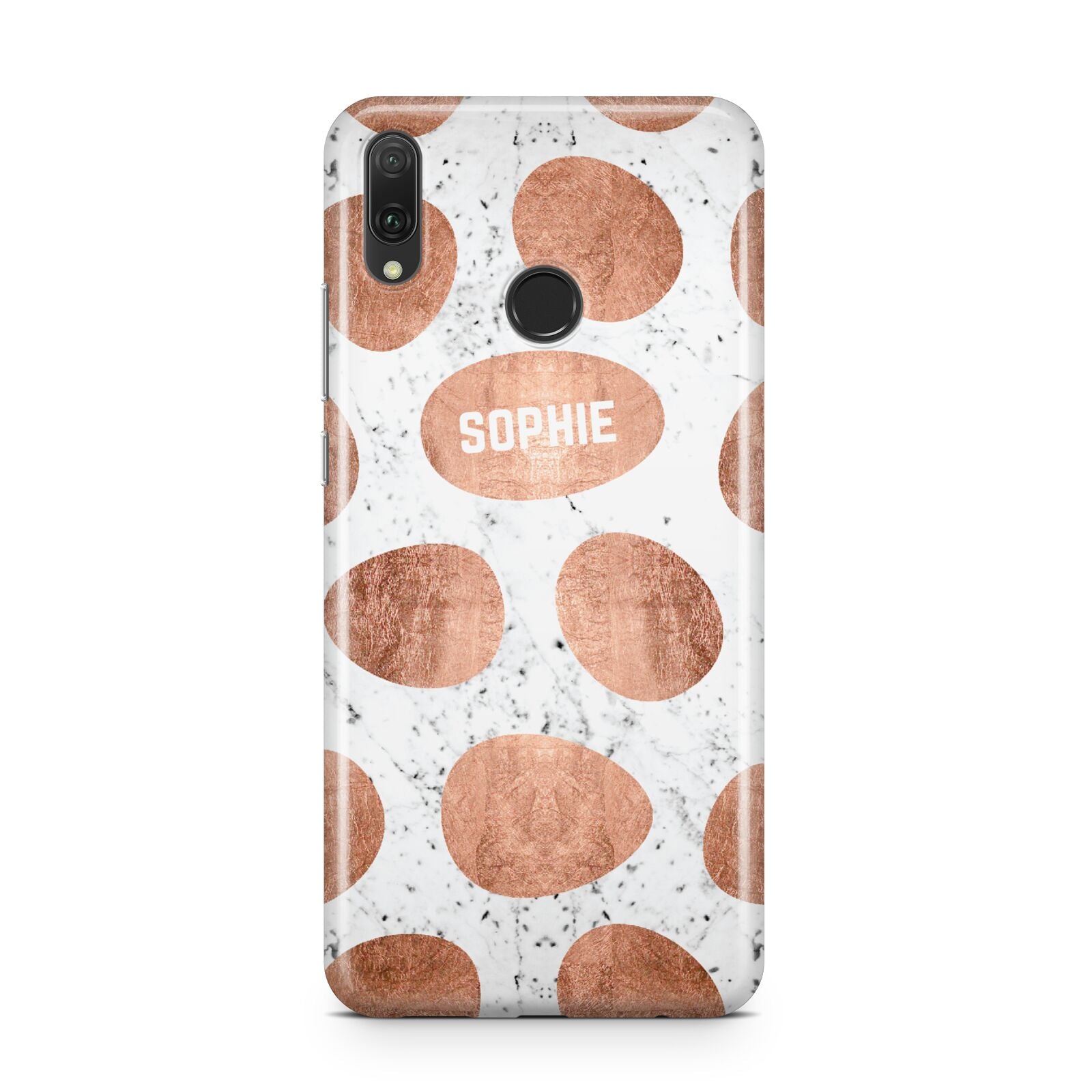 Personalised Marble Name Initials Rose Gold Dots Huawei Y9 2019