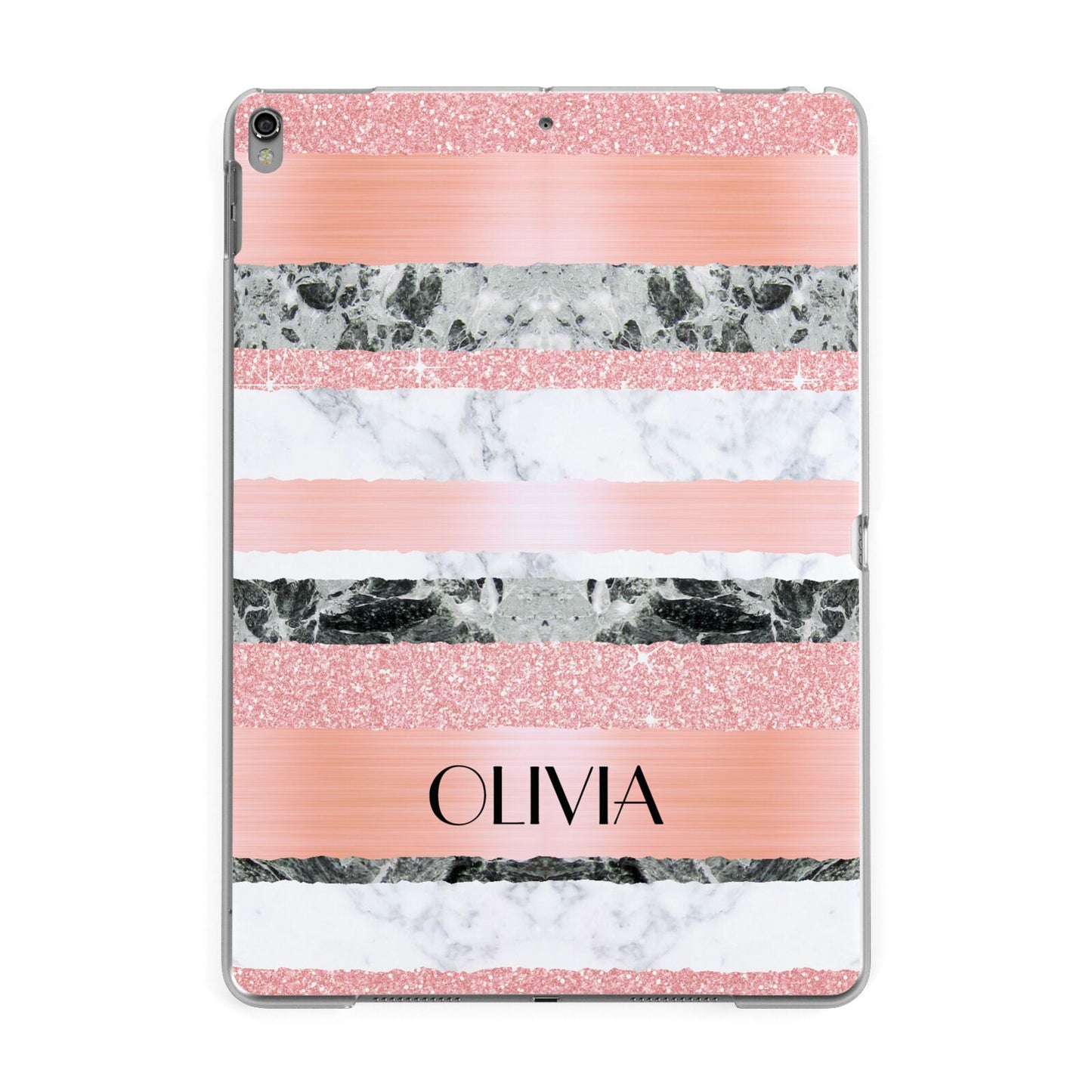 Personalised Marble Name Text Custom Apple iPad Grey Case